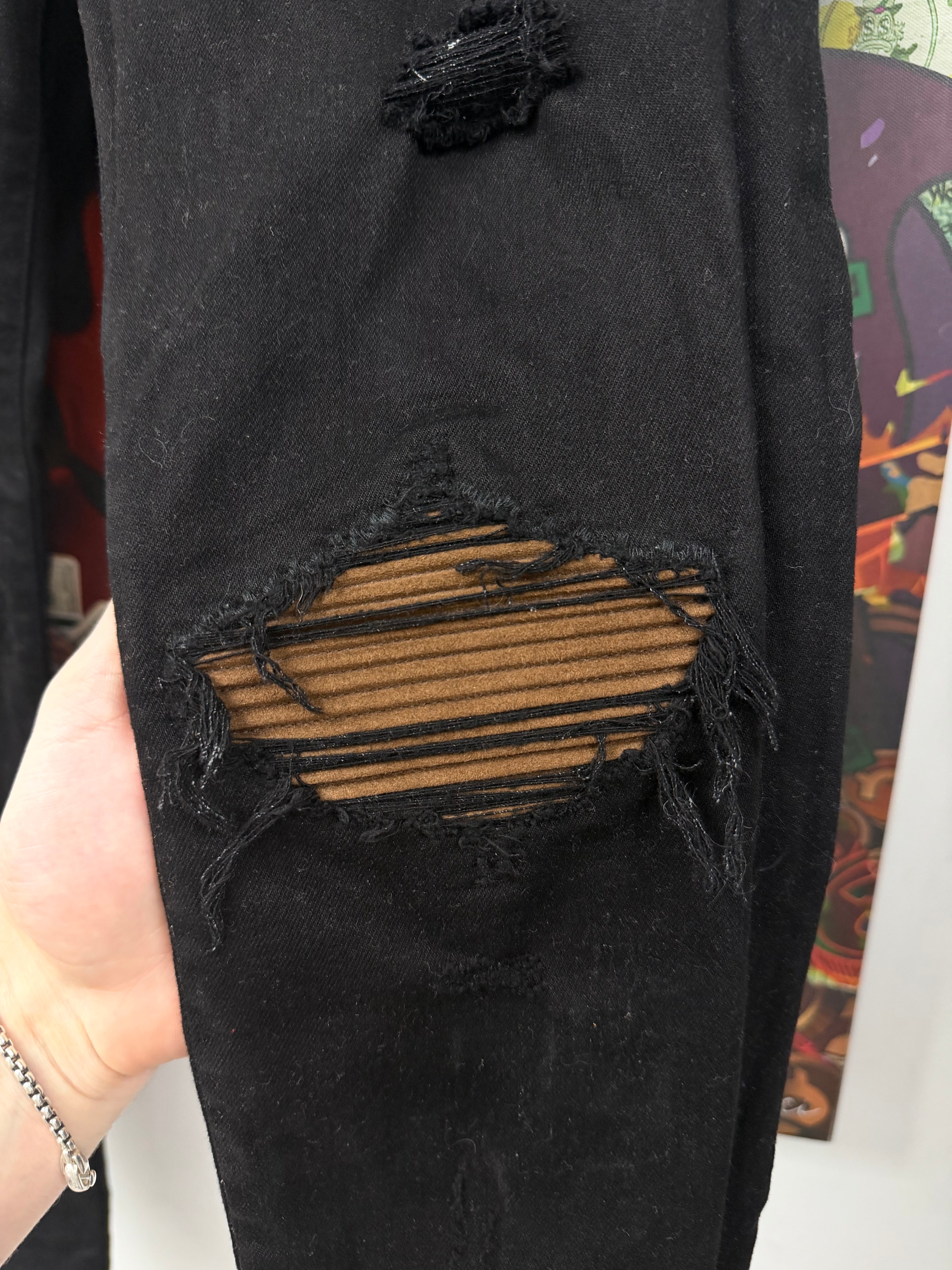 Amiri MX1 Black Brown Patch Jeans