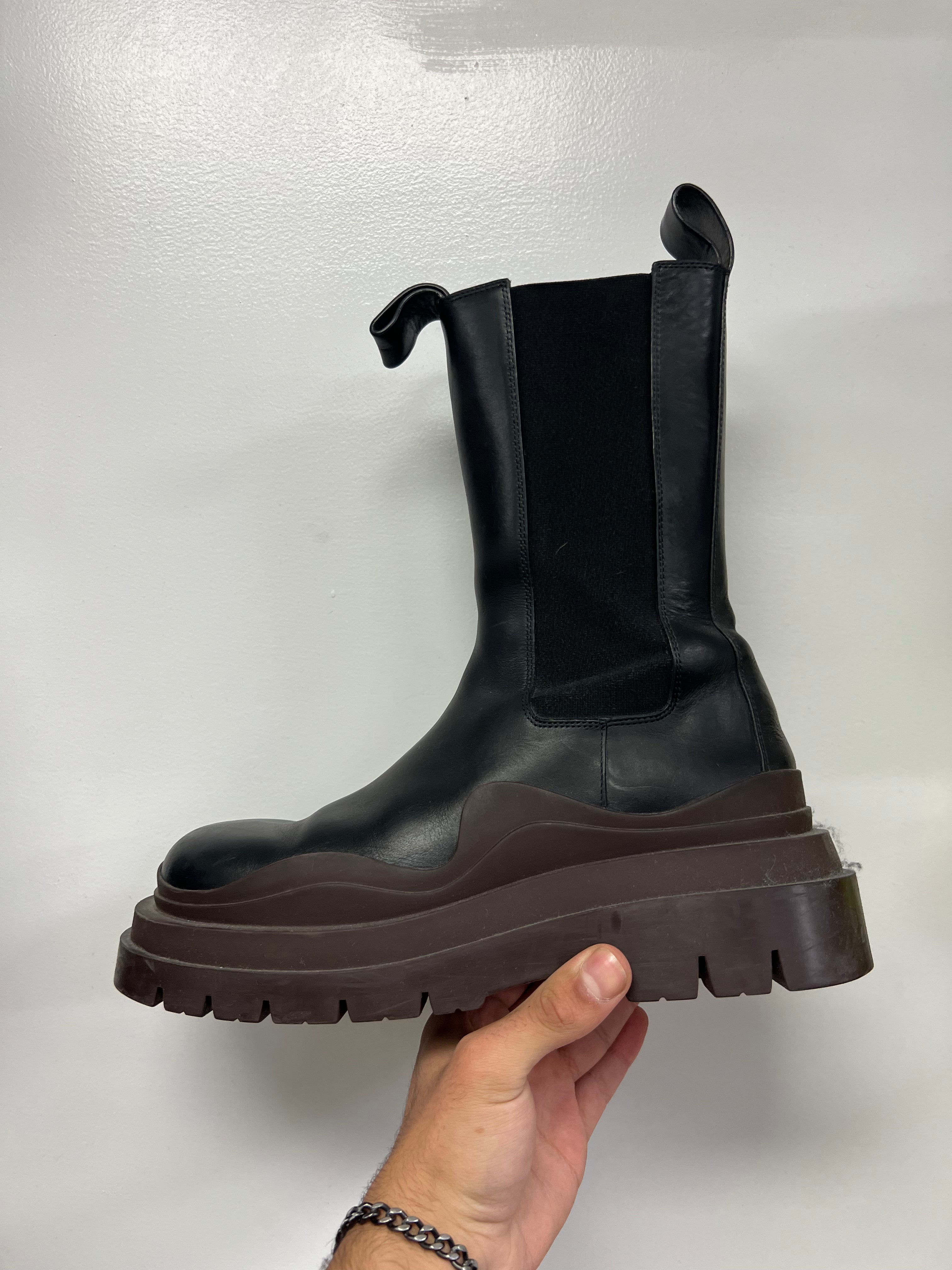 Bottega Veneta Rain Boots Black Brown Used 40 (US 7) No Box