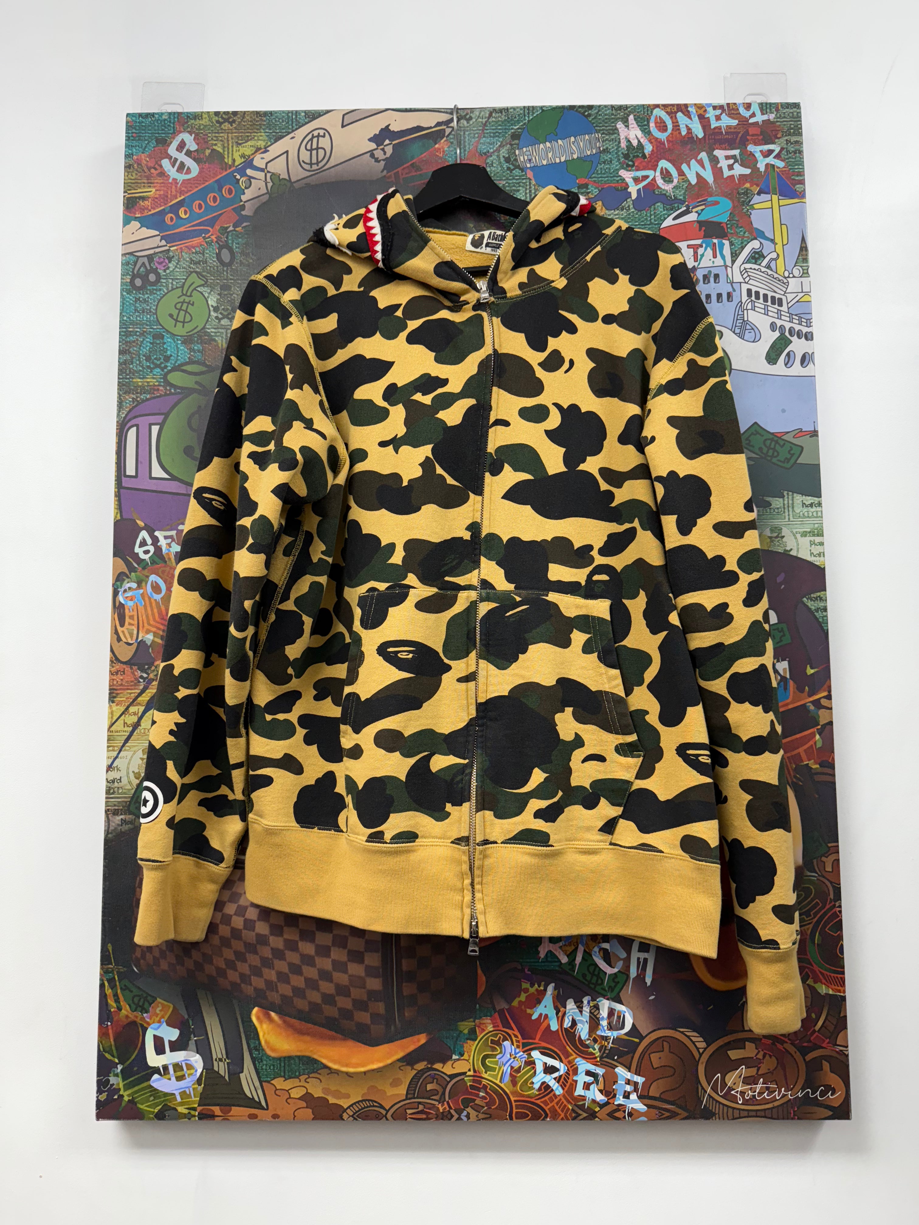 Bape Yellow Camo Shark Zip Up Hoodie