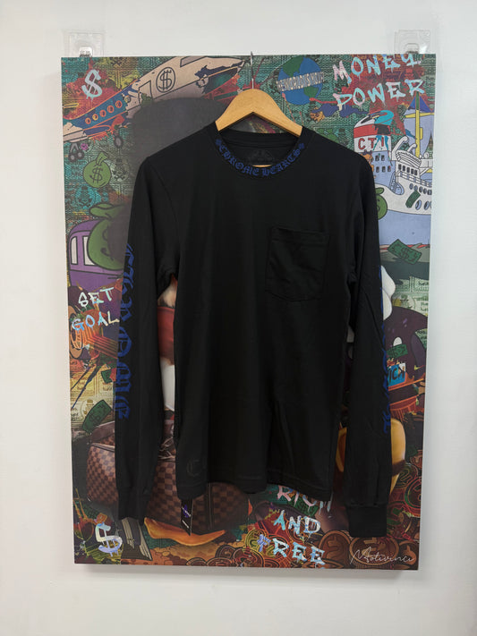 Chrome Hearts Black Blue Neck Logo Longsleeve Tee