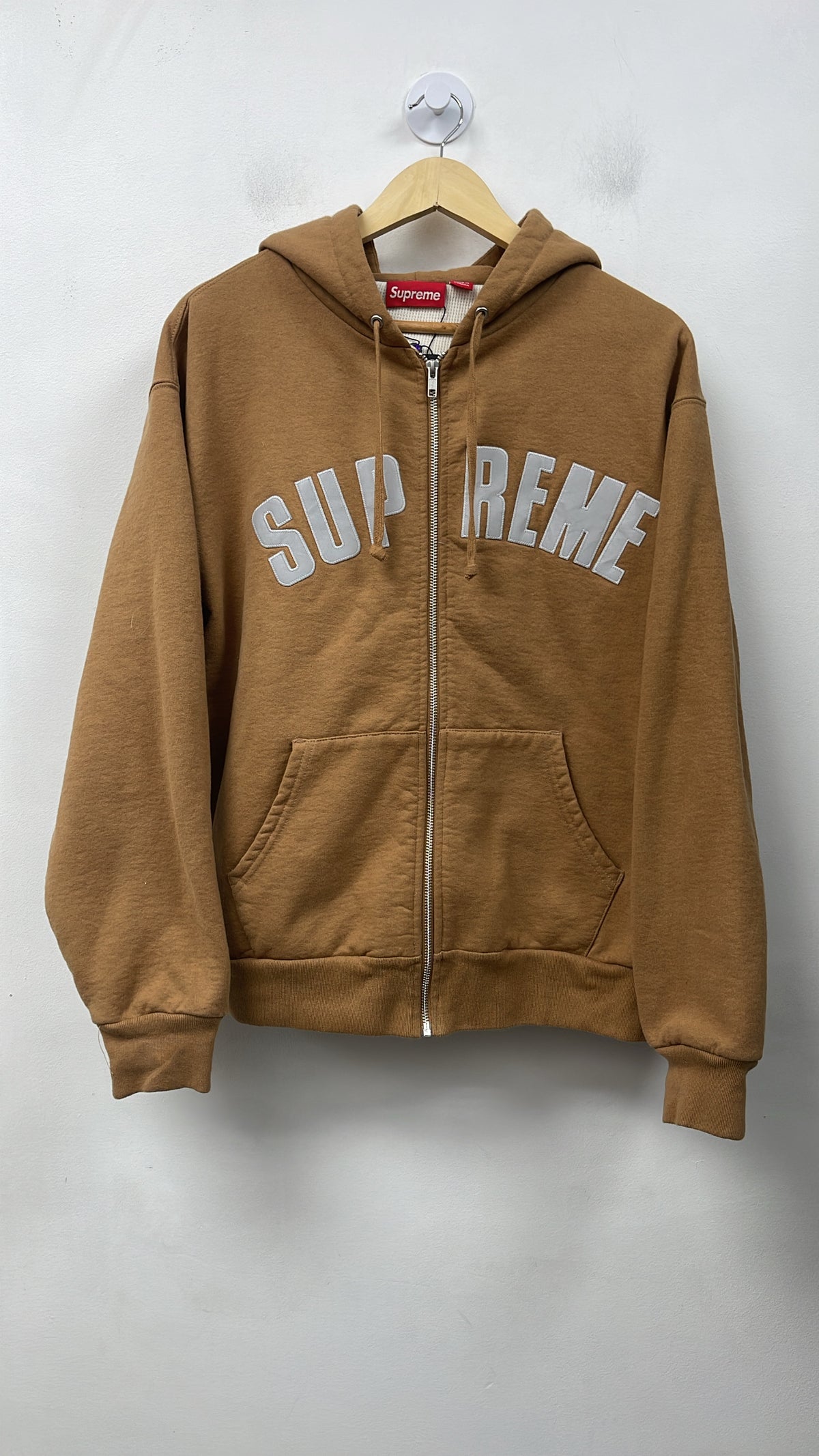 Supreme Tan White Thermal Arc Logo Hoodie