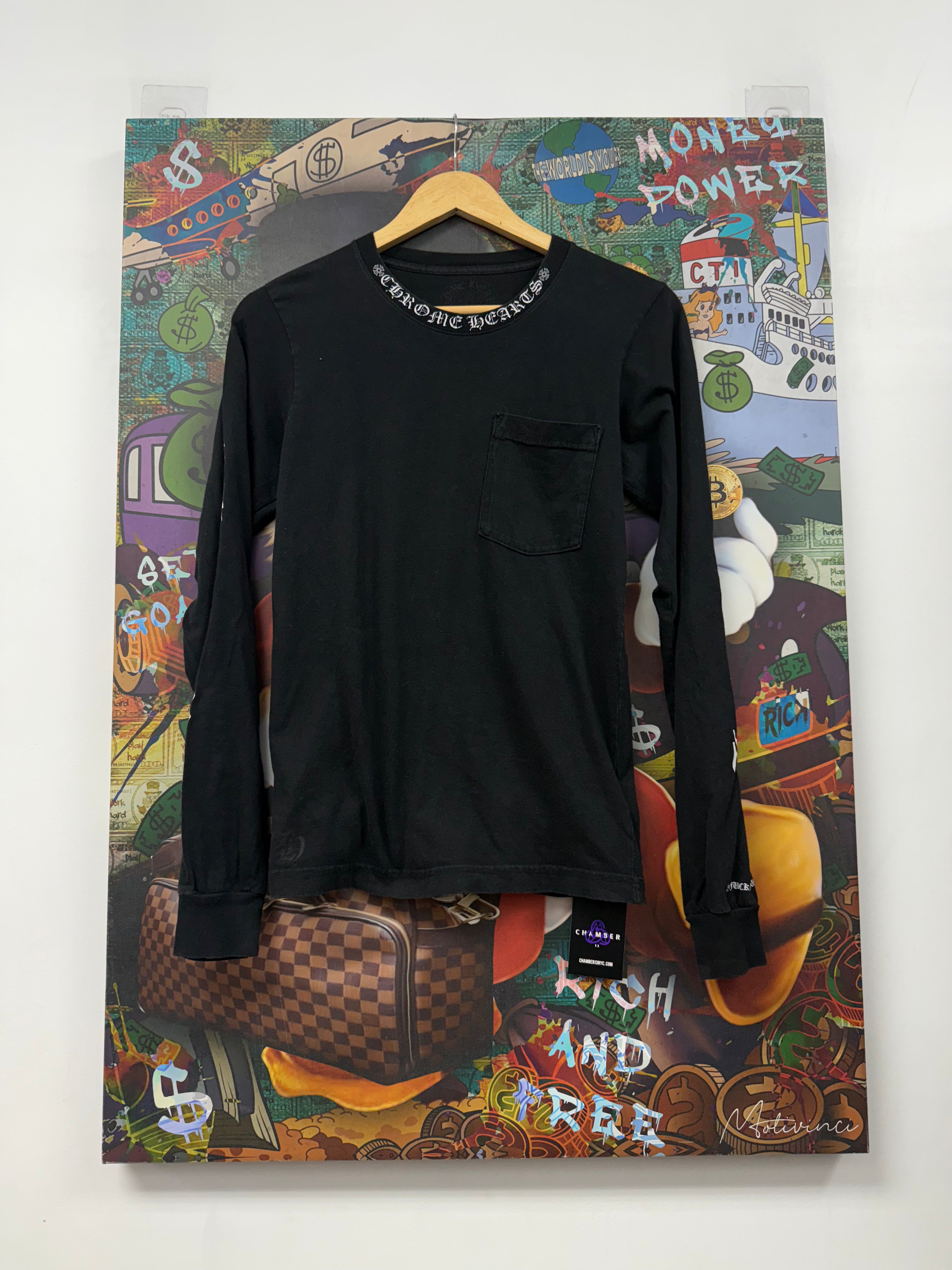 Chrome Hearts Black White Neck Logo Long Sleeve