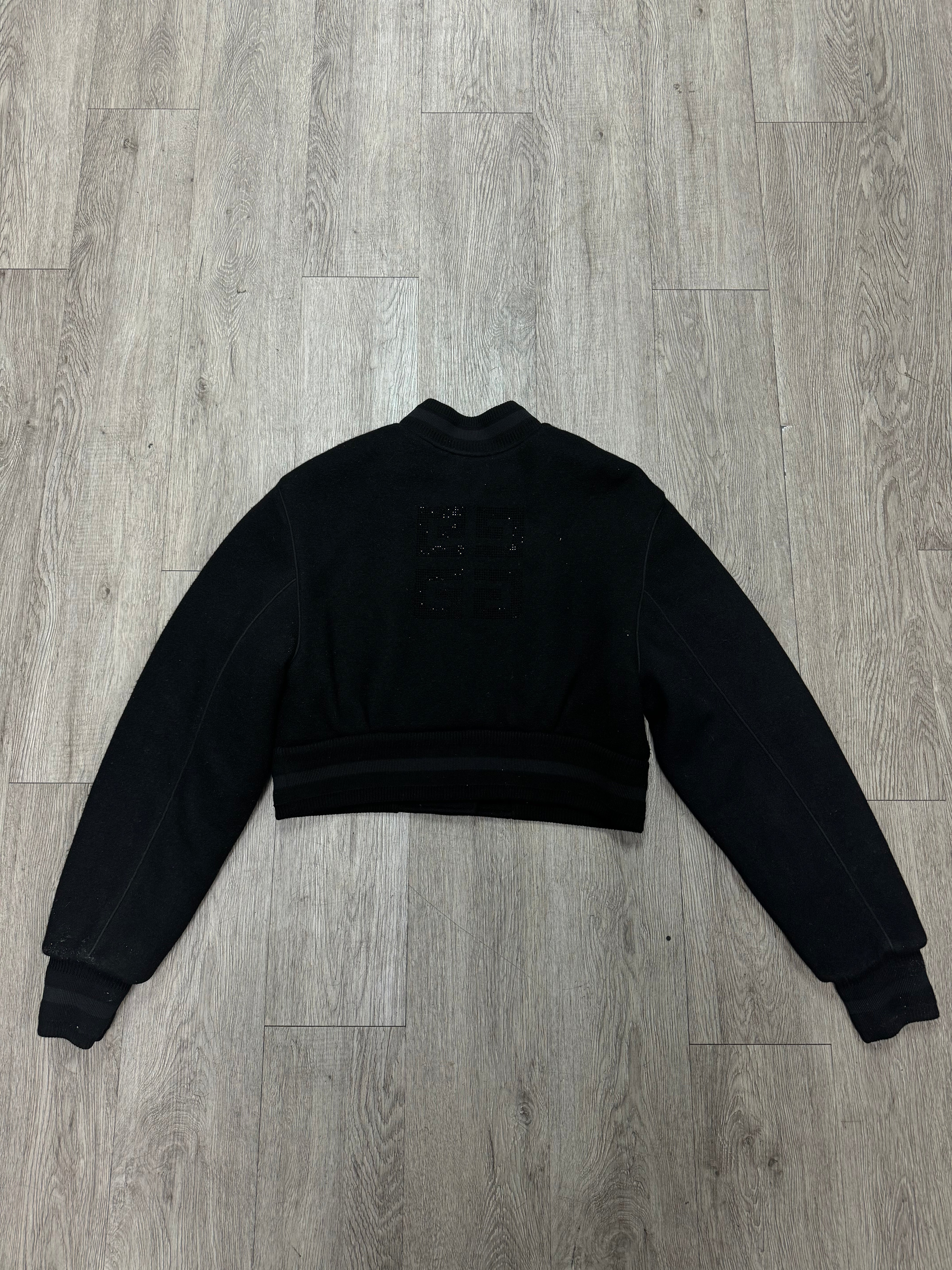 Givenchy Black Rhinestone WMNS Cropped Bomber Jacket