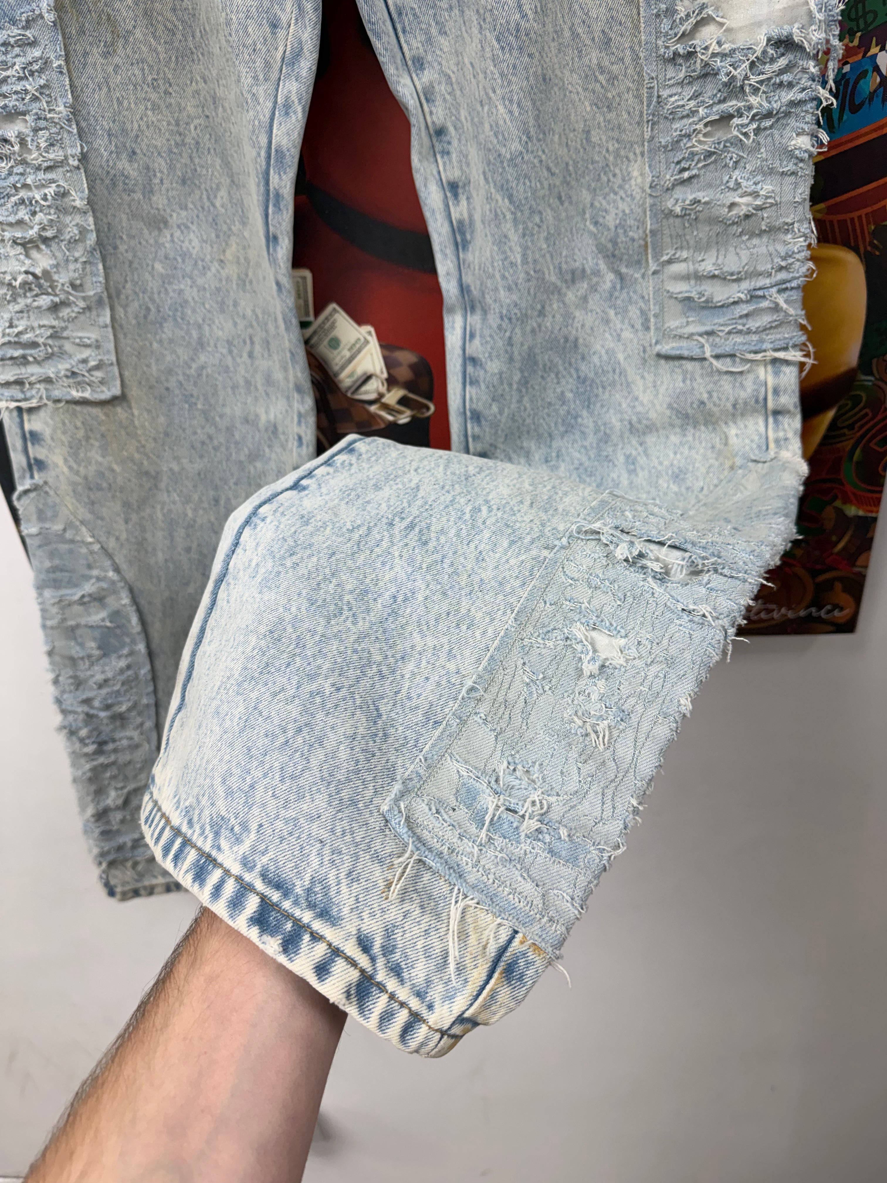 Who Decides War Light Wash Distressed Mechanic Jeans