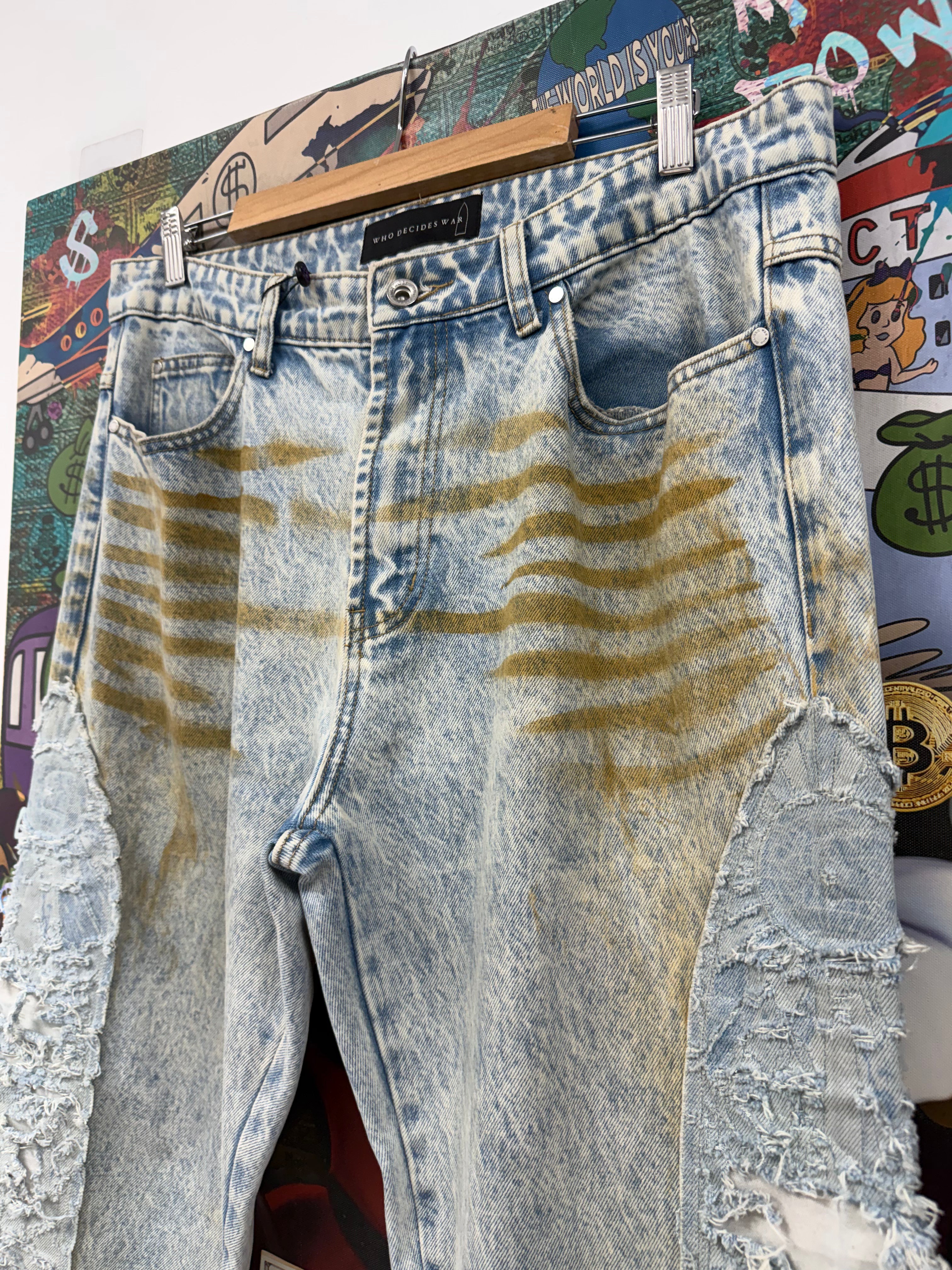 Who Decides War Light Wash Distressed Mechanic Jeans