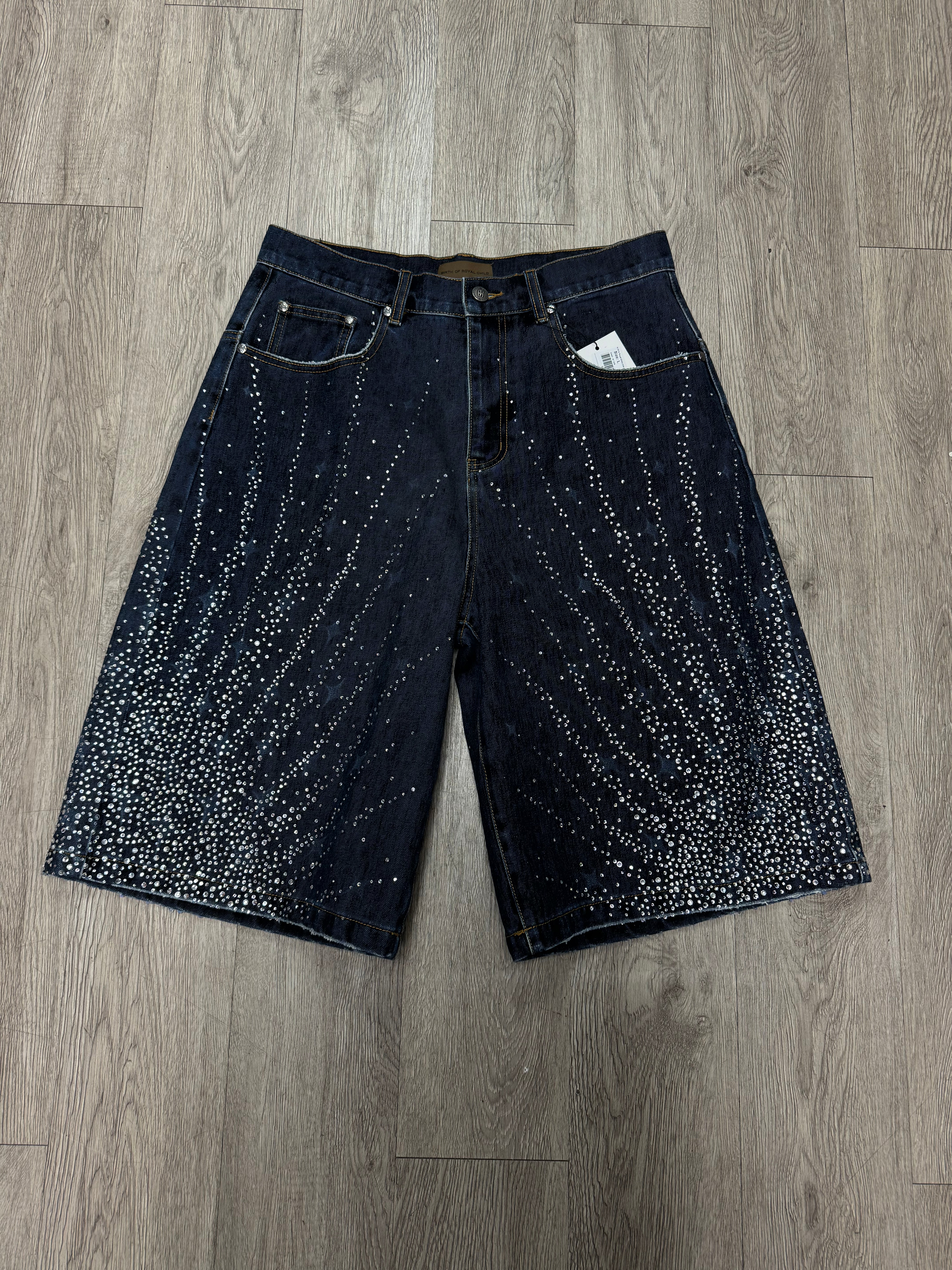 Birth Of A Royal Child 20K Diamond Starlight Washed Blue Shorts