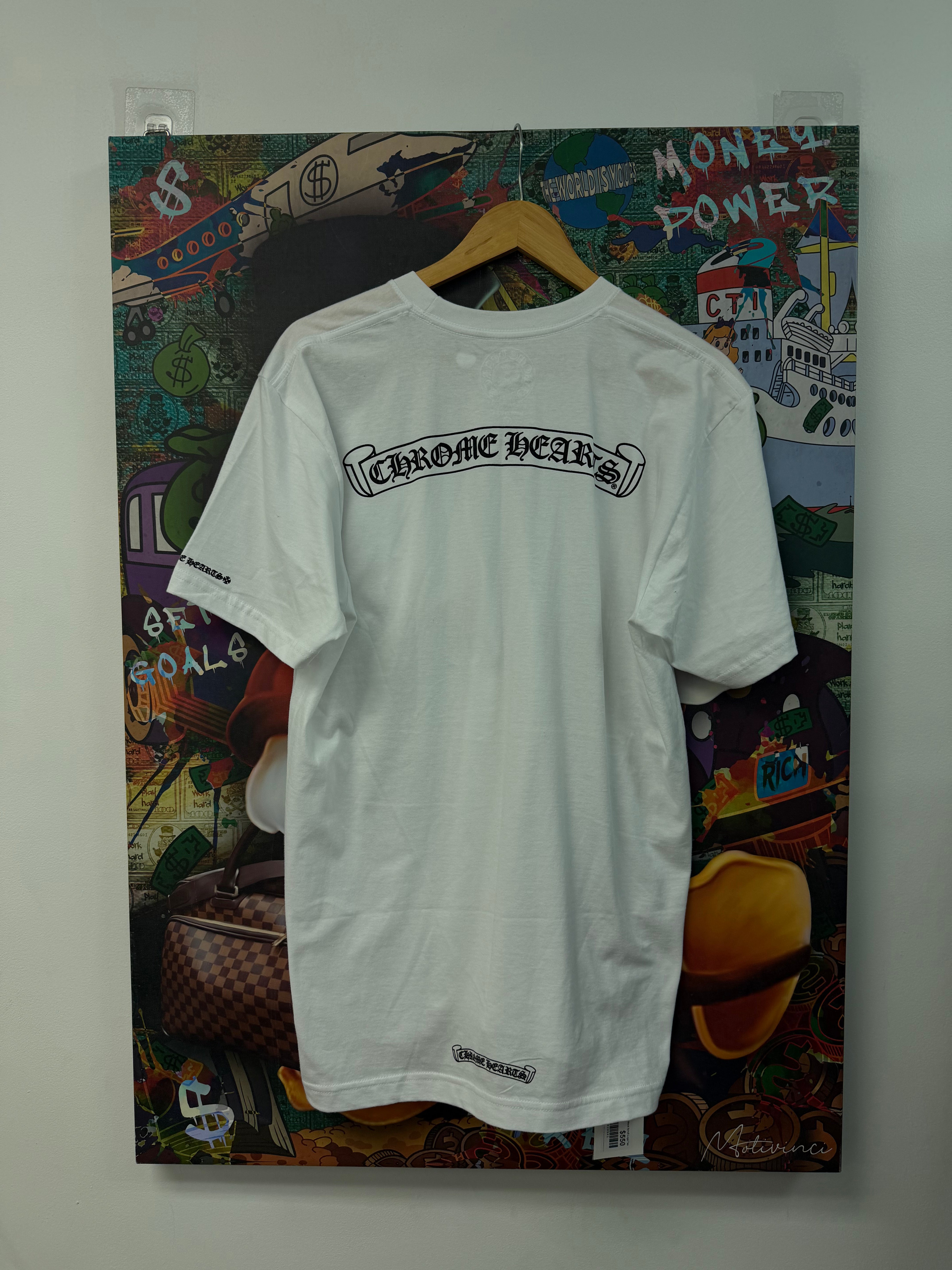 Chrome Hearts White Black Scroll Logo Tee