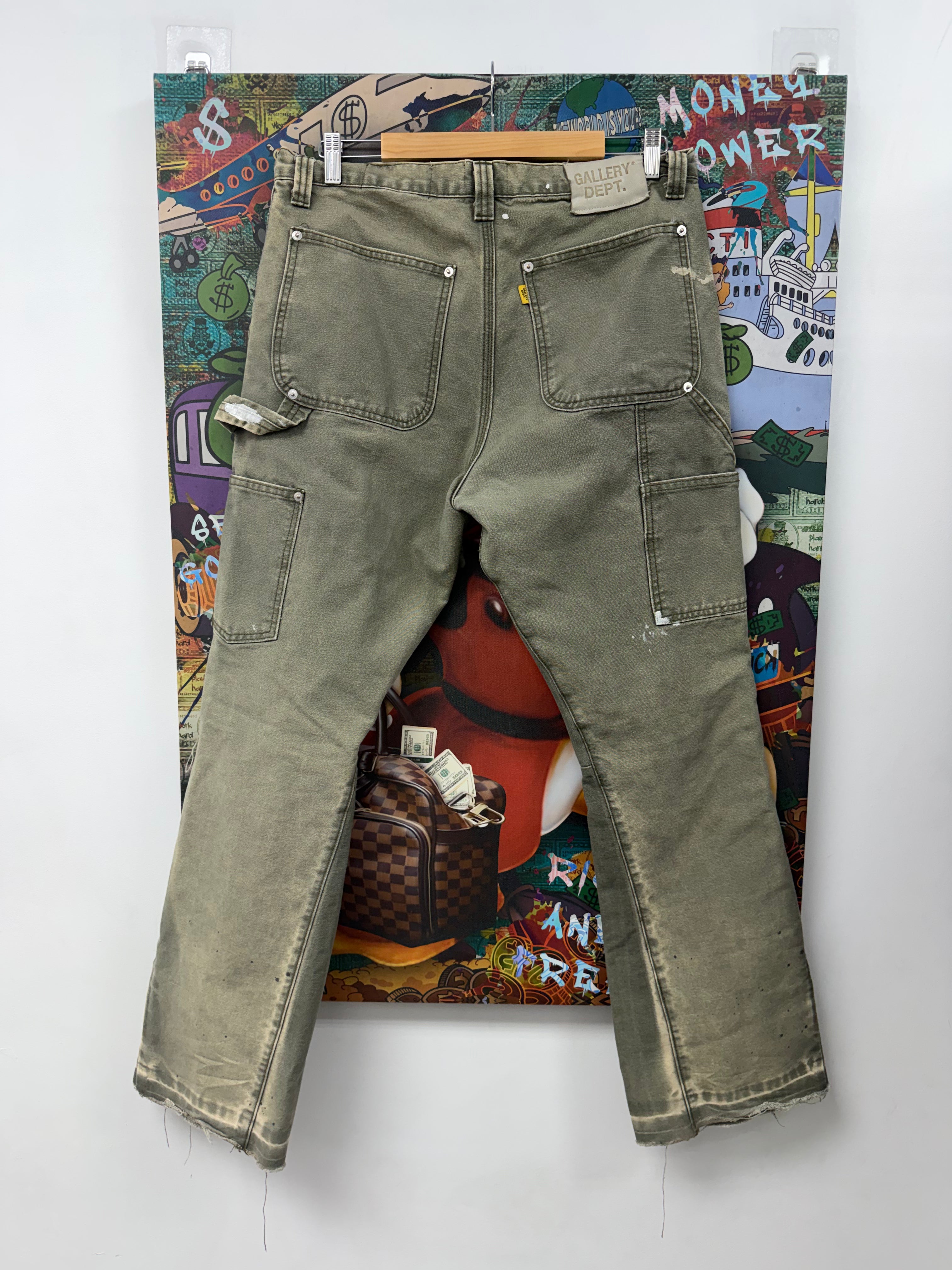 Gallery Dept Olive Splatter Flared Jeans