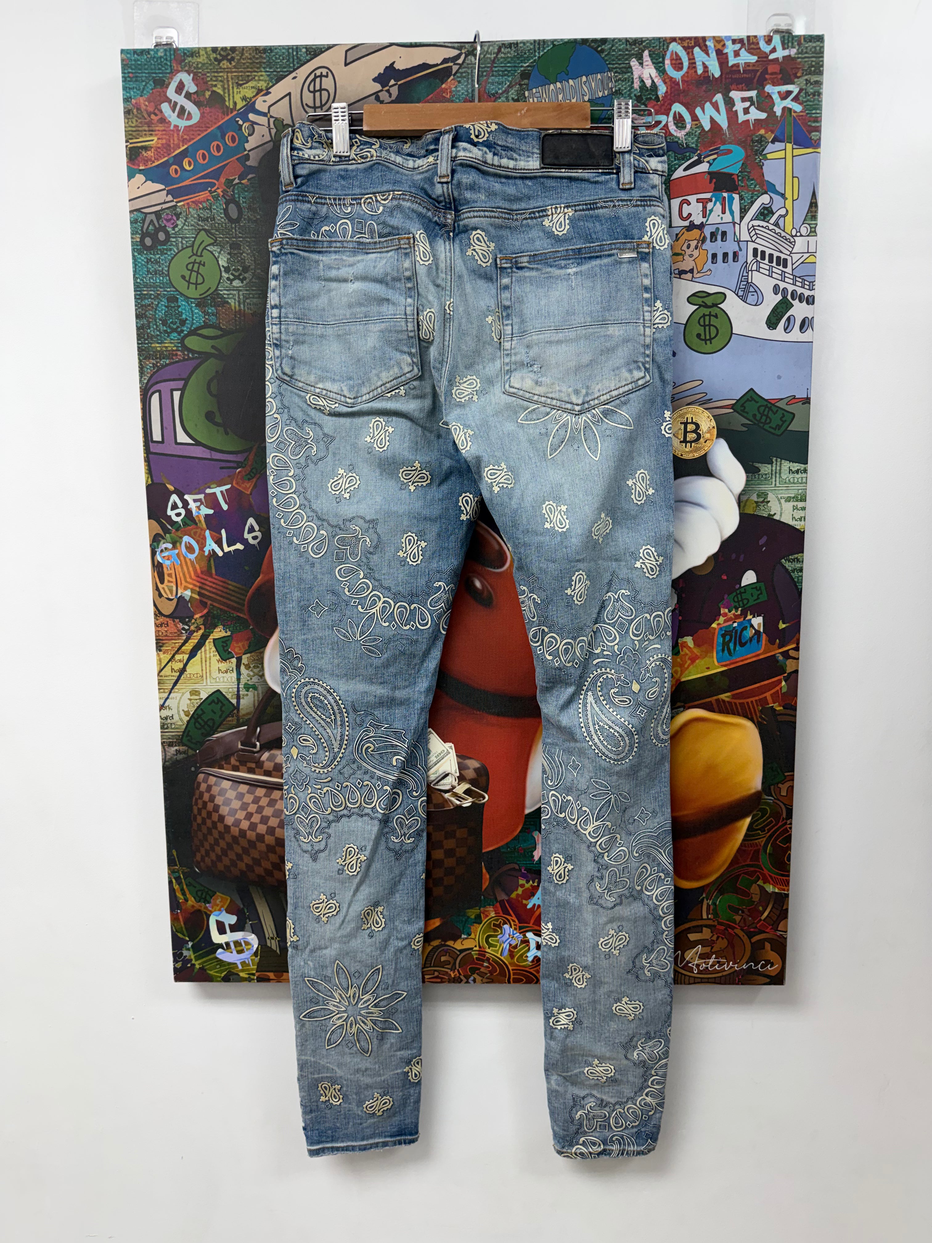 Amiri Light Wash Paisley Jeans