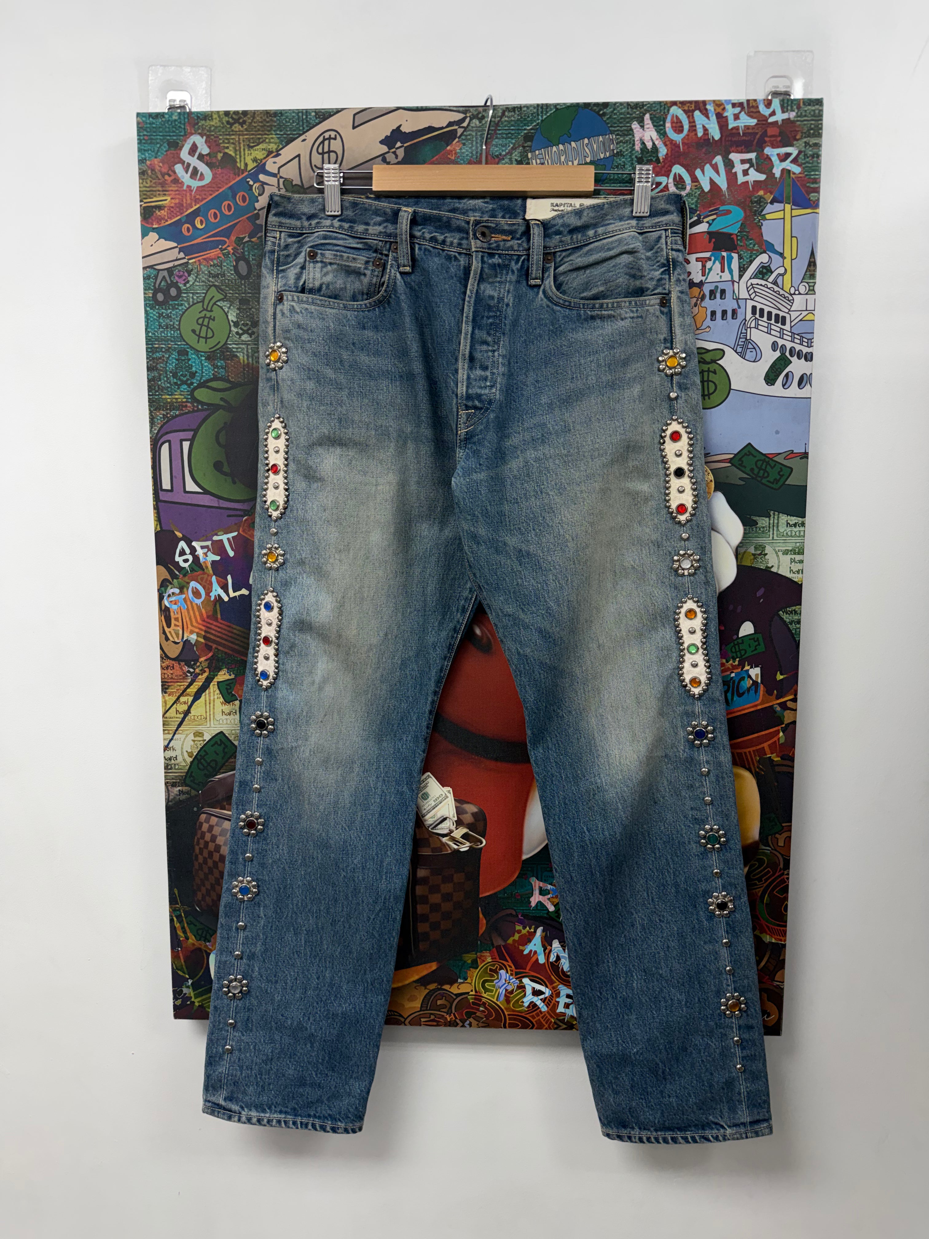 Kapital Light Wash Gem Studded Jeans