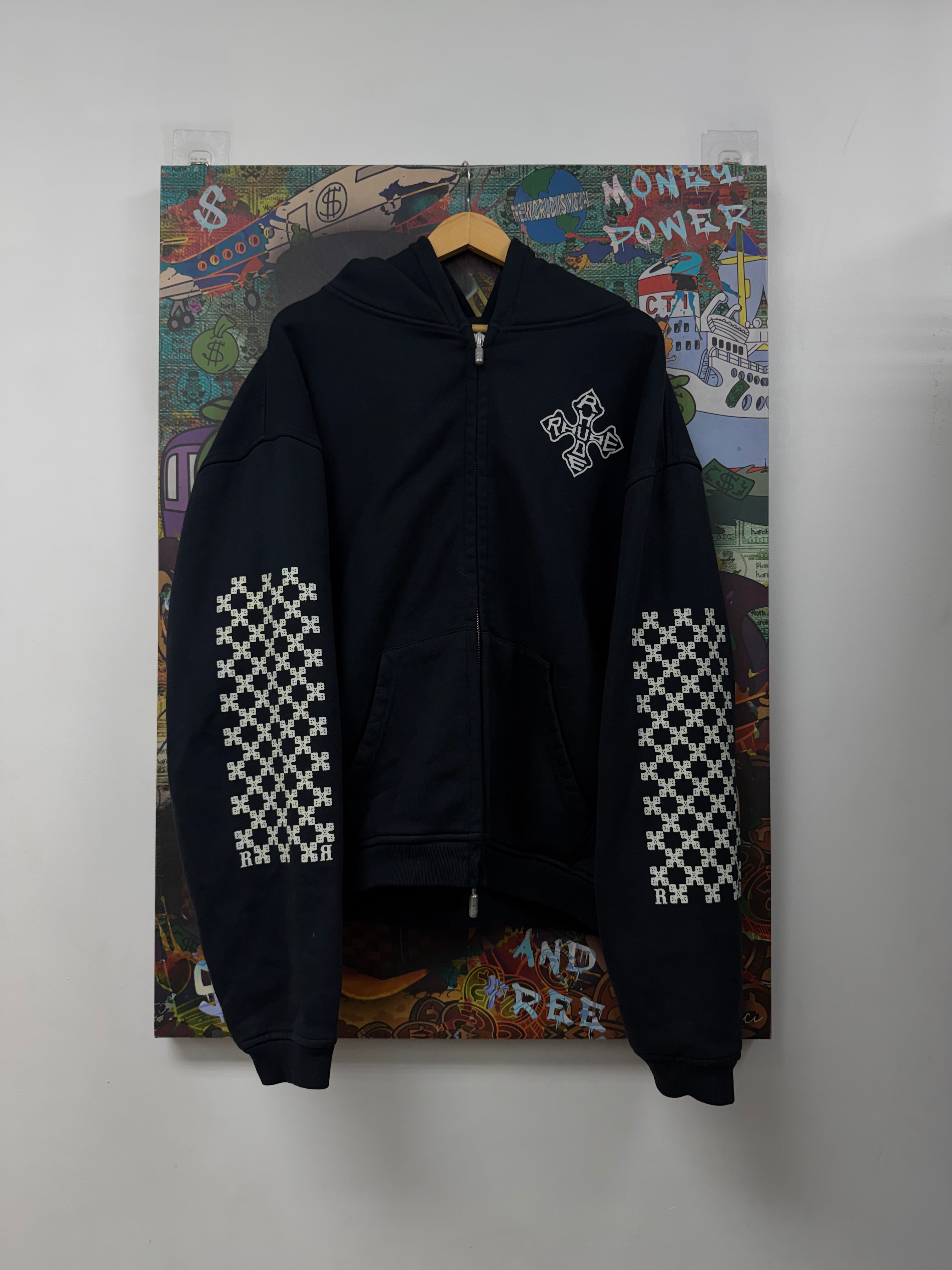 Rhude Navy Motor Cross Zip Up Hoodie