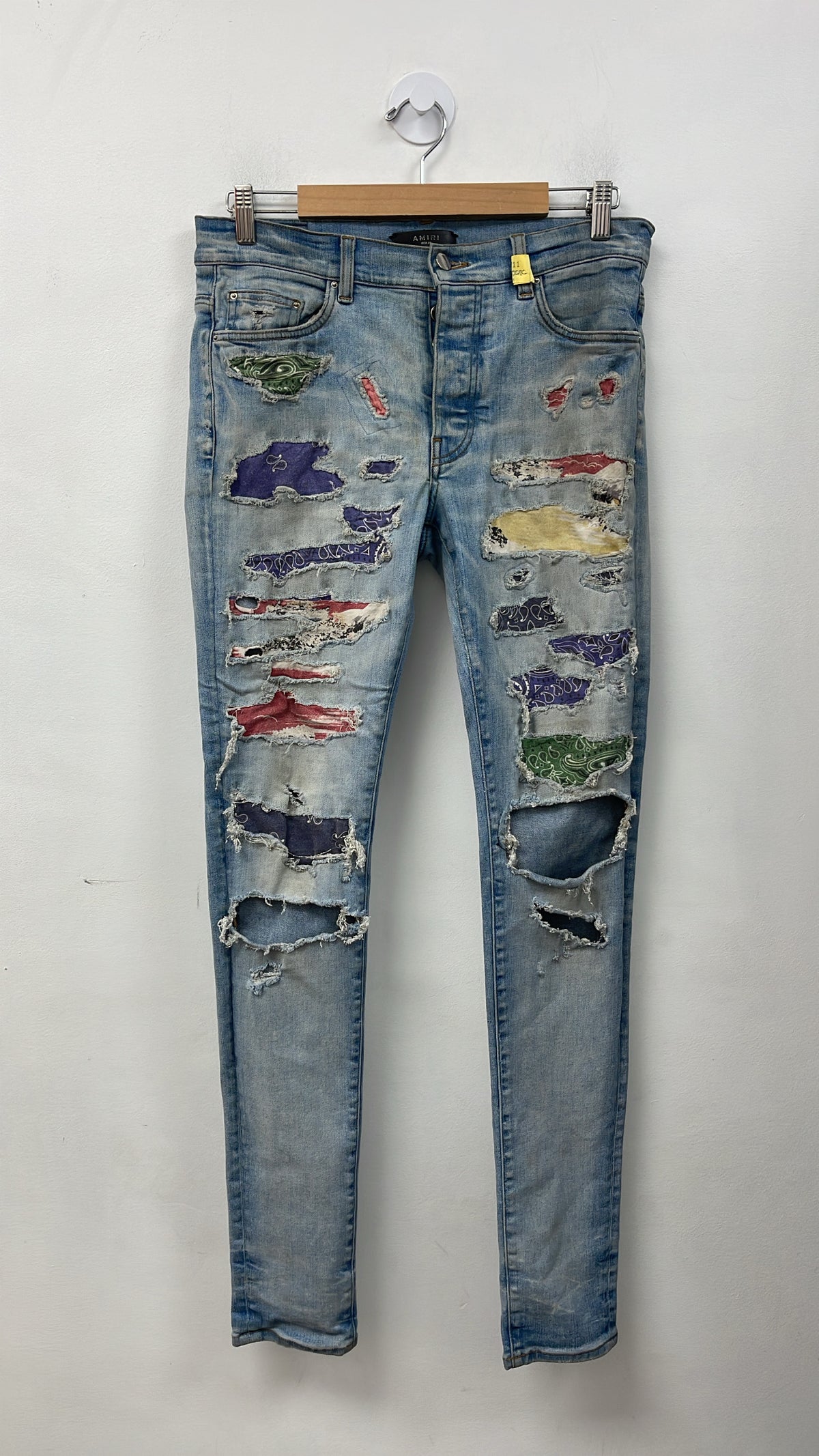 Amiri Light Wash Multi Paisley Thrasher Jeans