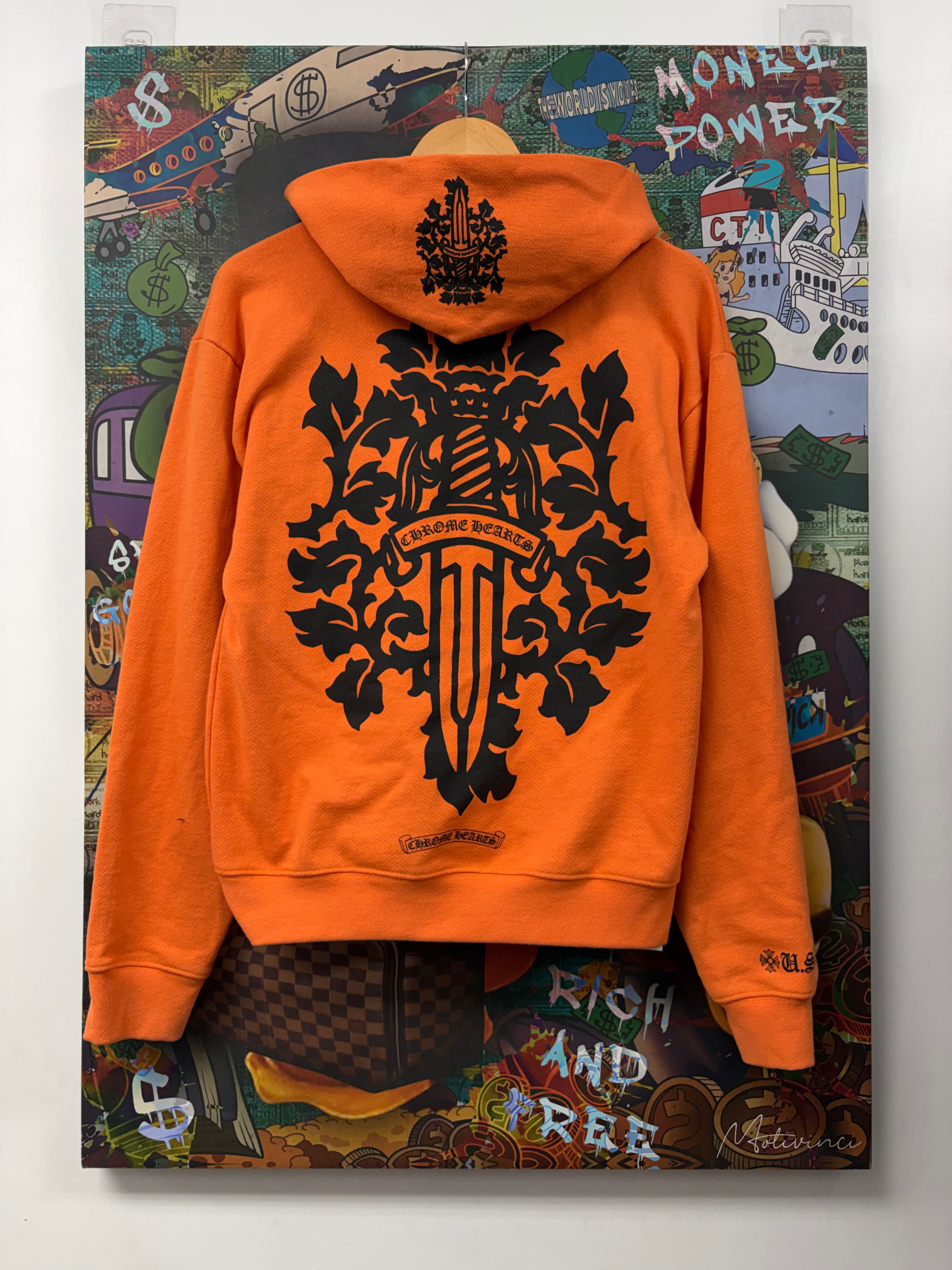 Chrome Hearts Orange Black Sunny D Vine Dagger Hoodie