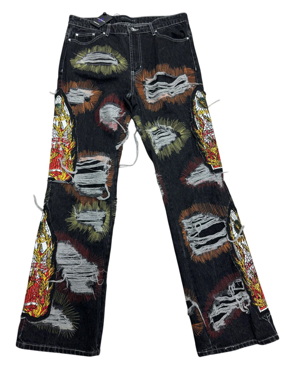 Who Decides War Flame Black, Red & Orange Jeans