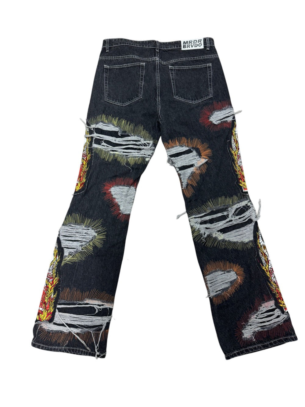 Who Decides War Flame Black, Red & Orange Jeans