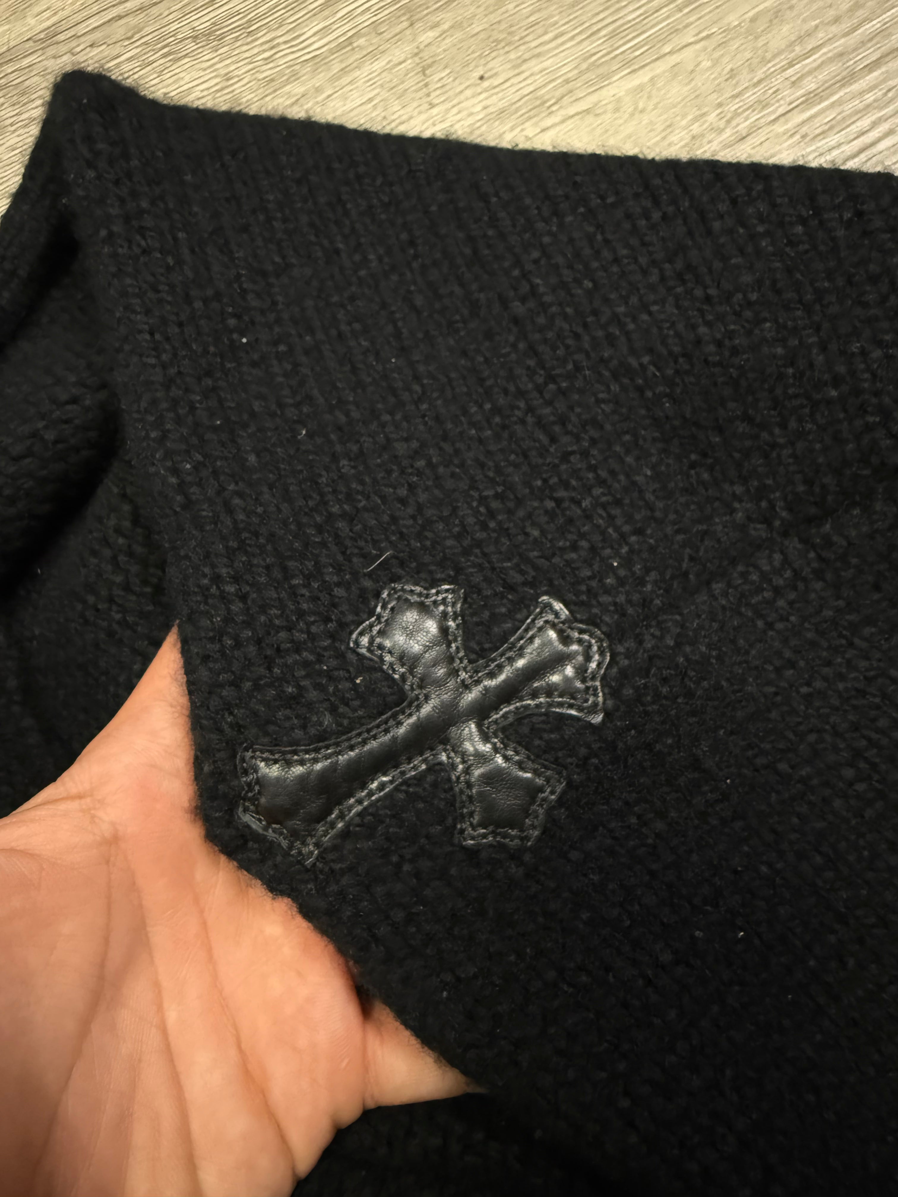 Chrome Hearts Black Cashmere Embossed Cross Patch Hoodie