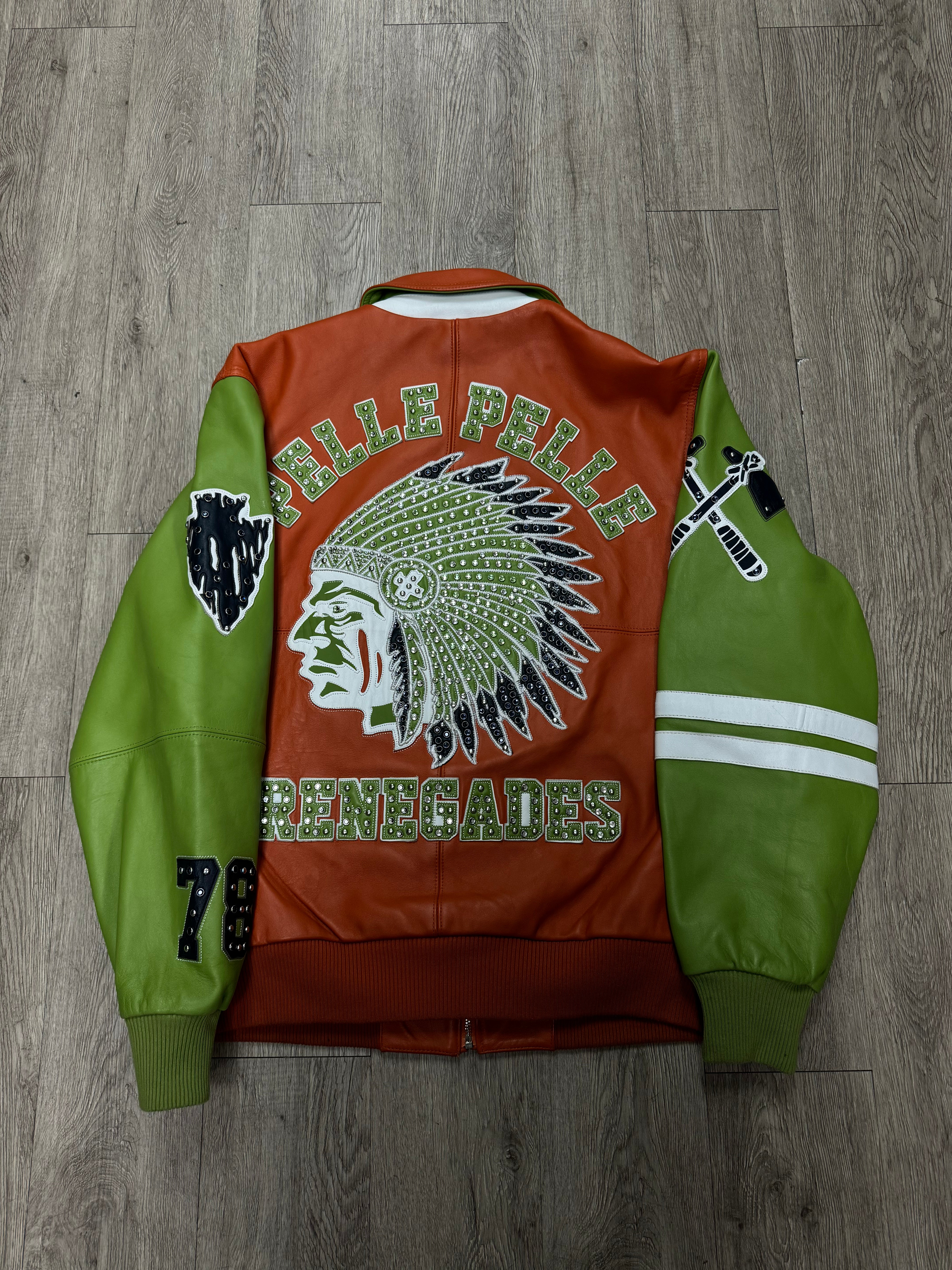 Pelle Pelle Green Orange Renegade Varsity Jacket