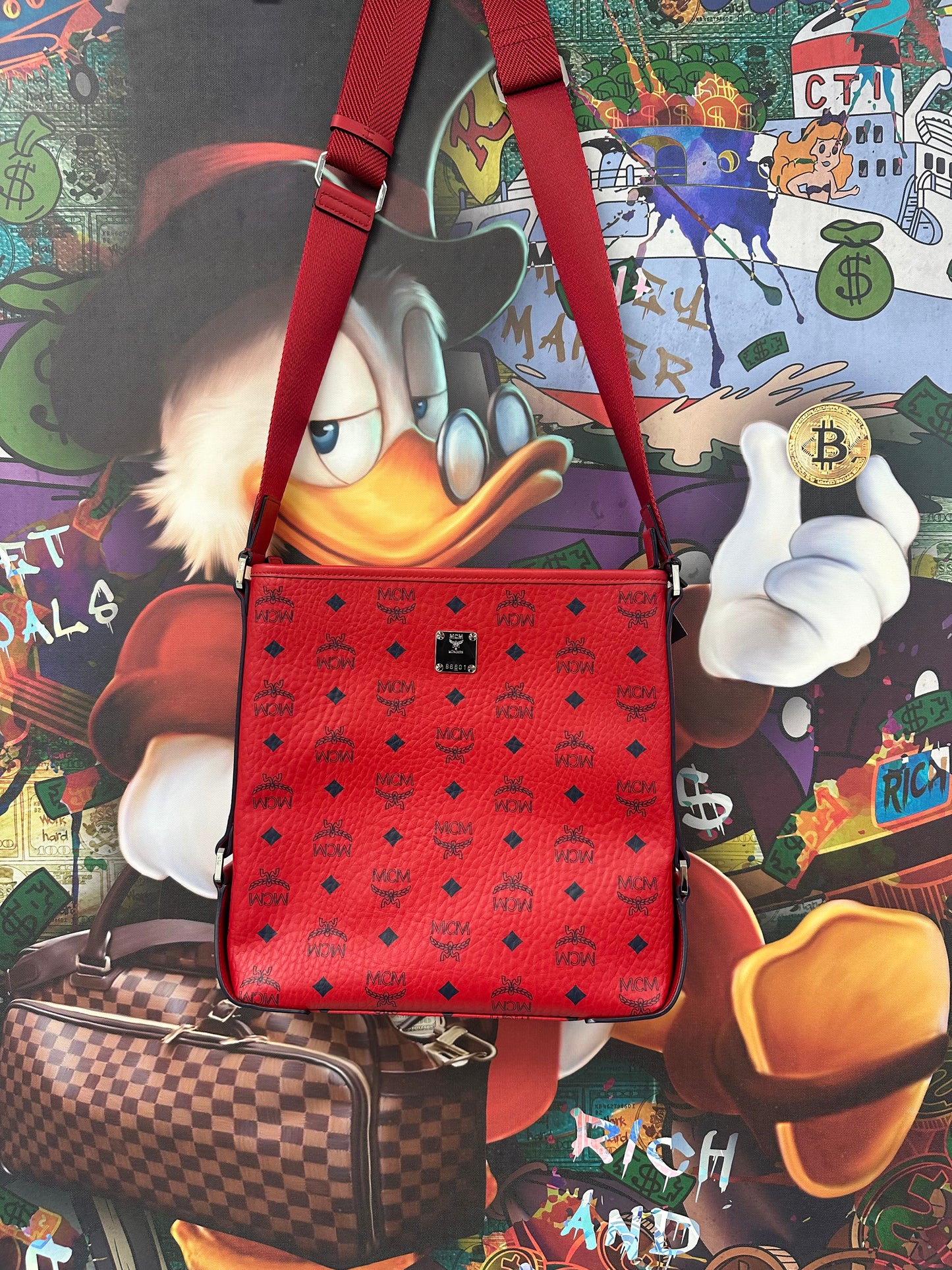 MCM Side Bag Red Used OSFM