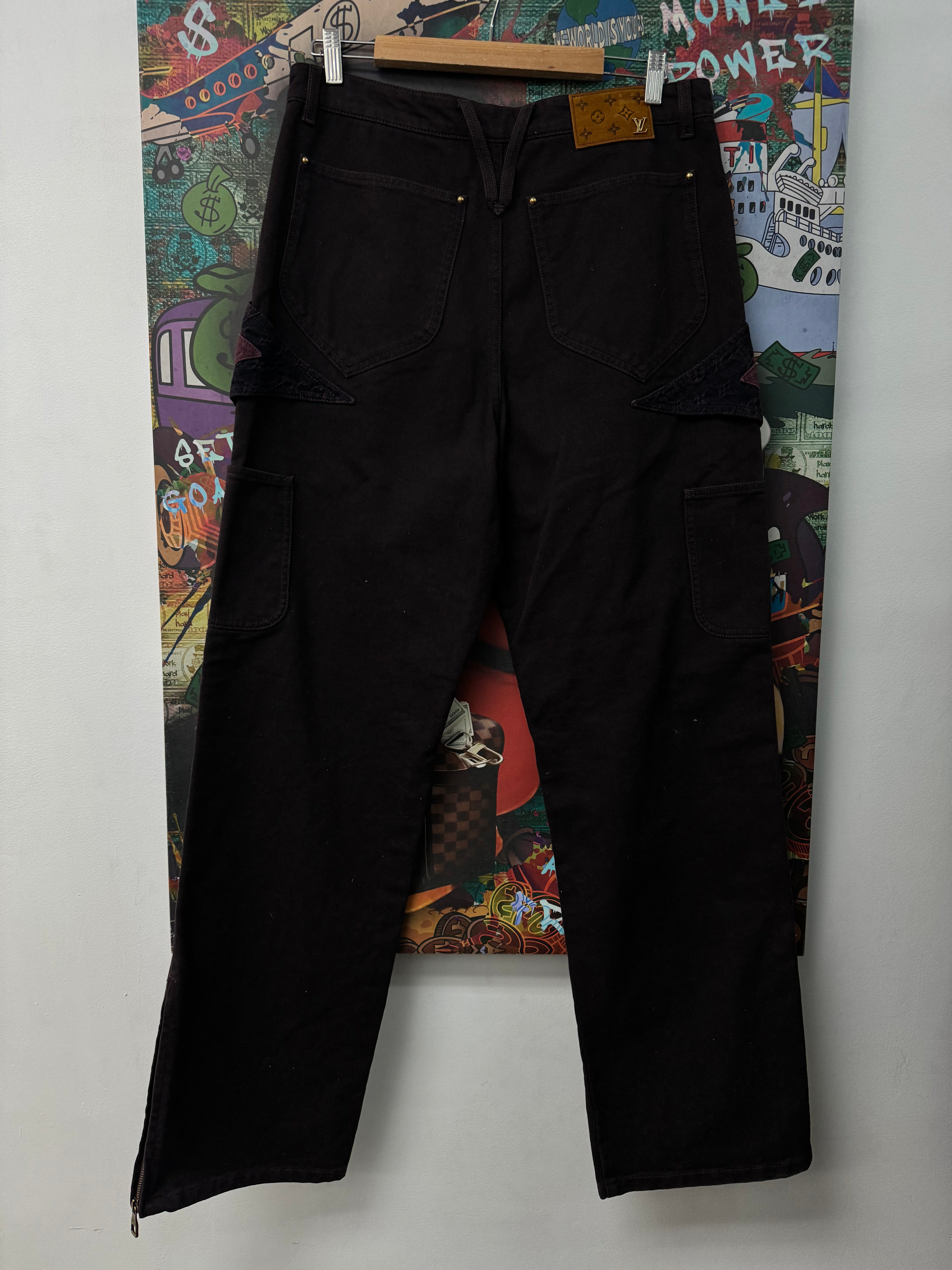 Louis Vuitton Burgundy Flower Monogram Straight Jeans