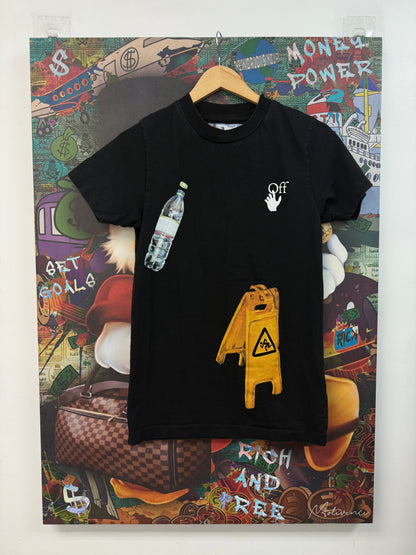 Off White Black Water Bottle Caution Tee