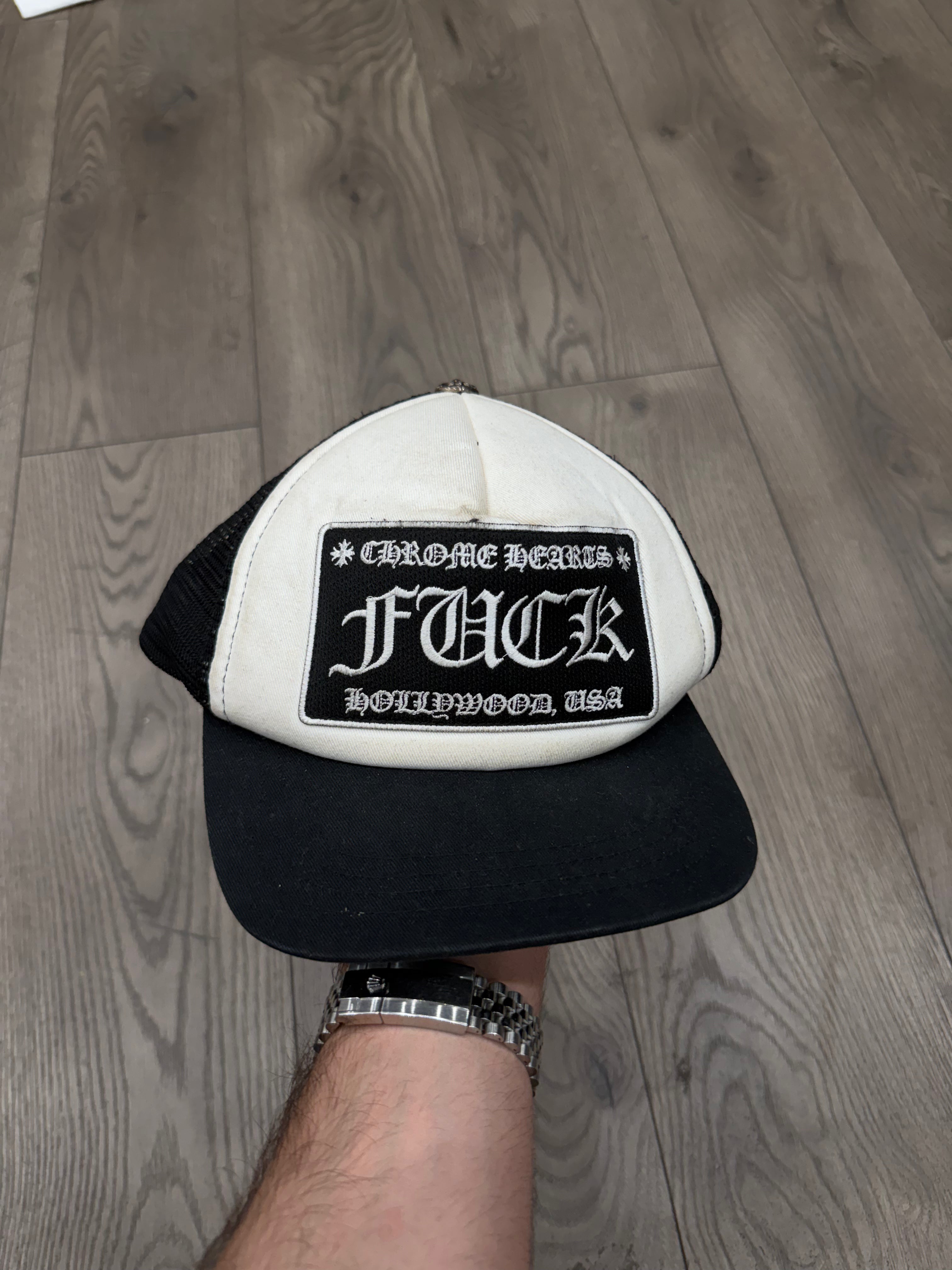 Chrome Hearts White Black F*CK Trucker Cap
