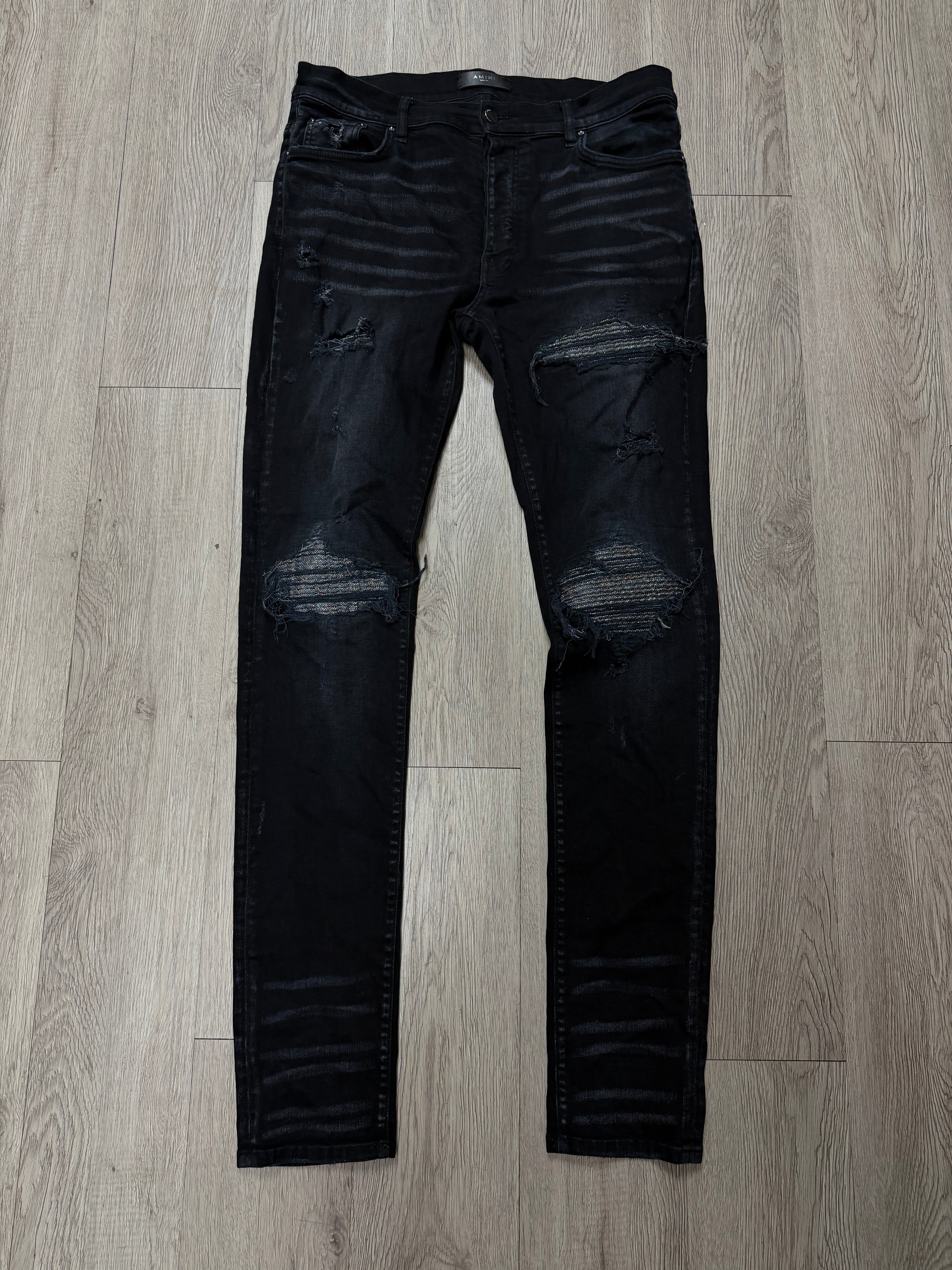 Amiri MX1 Black Iridescent Patch Jeans