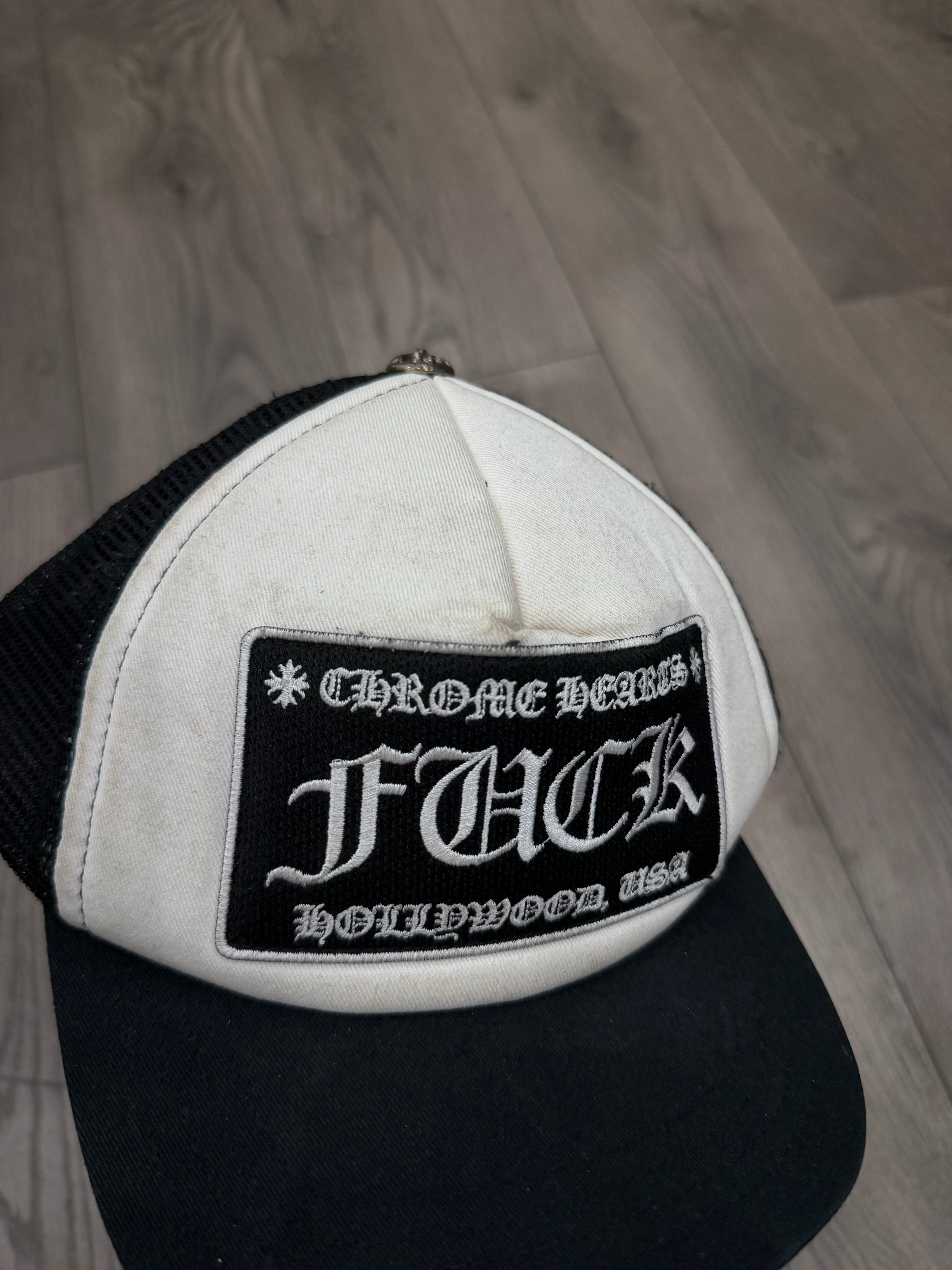 Chrome Hearts White Black F*CK Trucker Cap