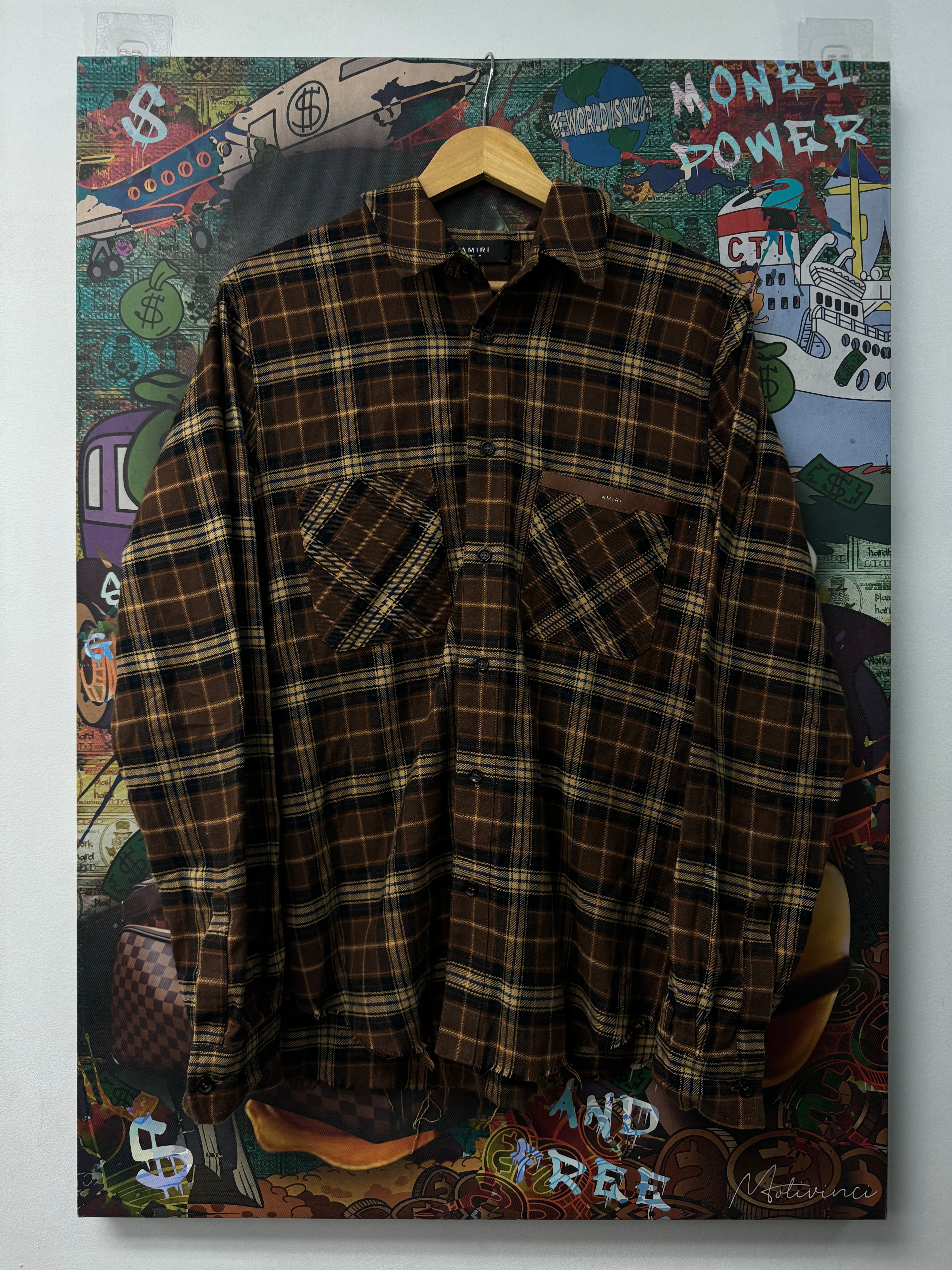Amiri Brown Plaid Core Logo Flannel