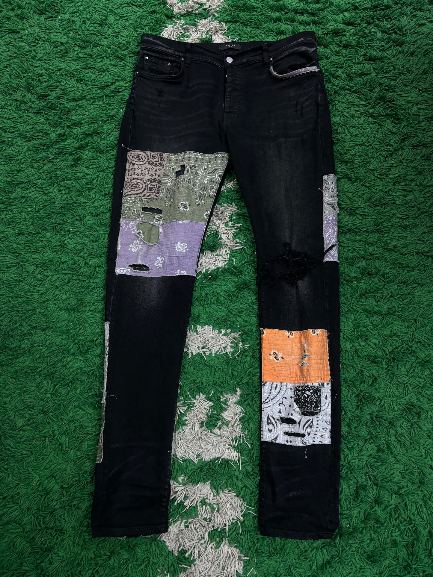 Amiri Jeans Black Halloween Patchwork Used 38 N/A