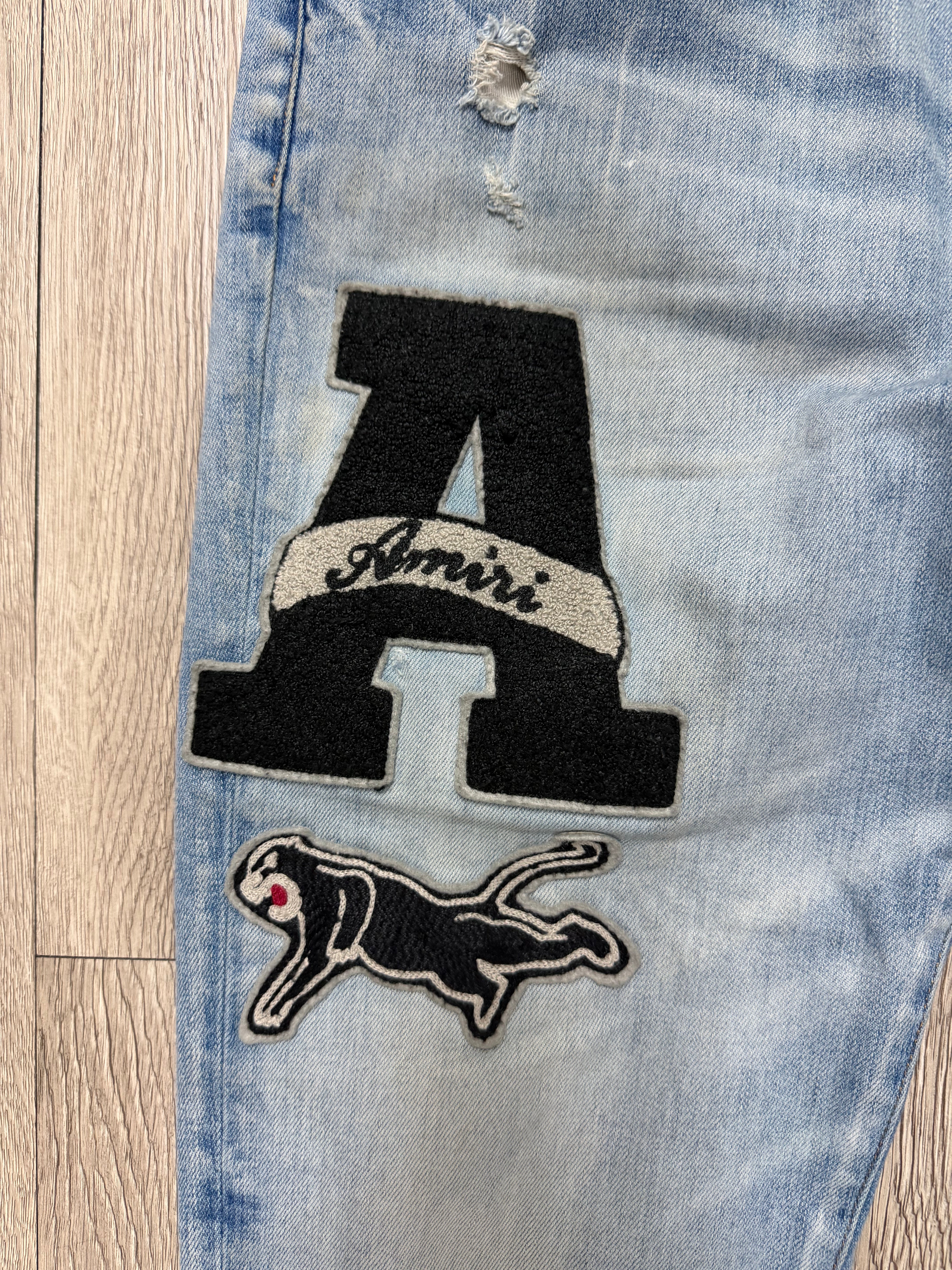 Amiri Light Wash A Patch Jeans
