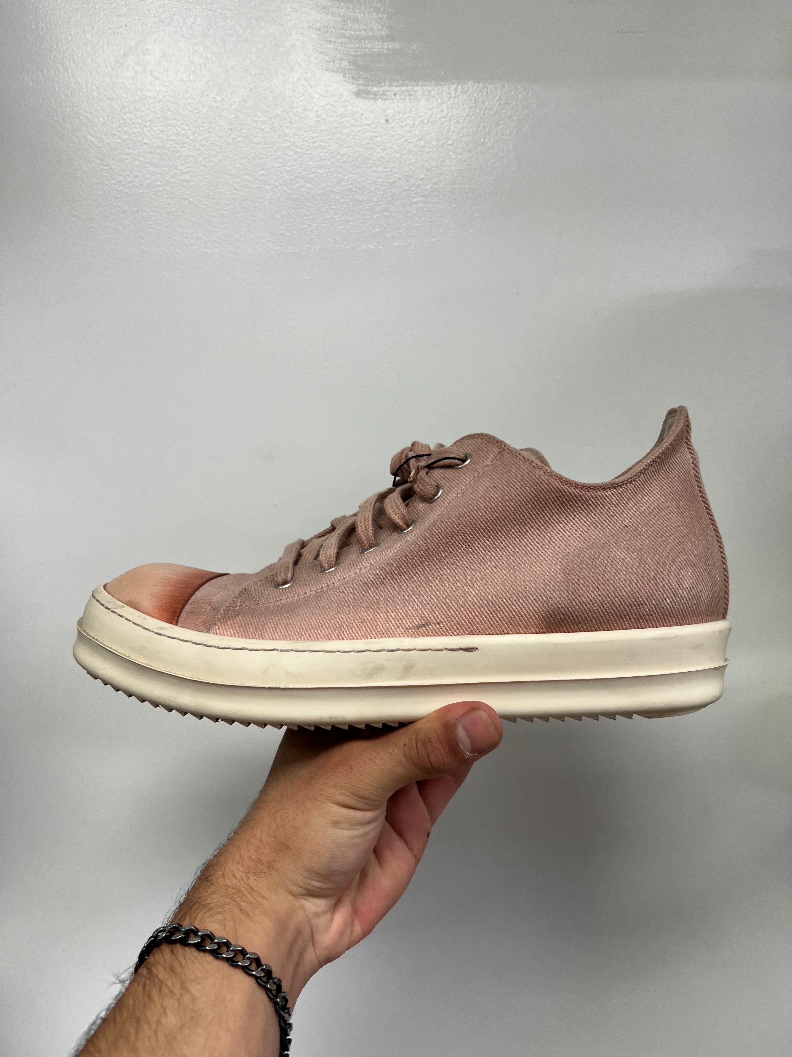 Rick Owens Low Top Faded Pink Sneakers