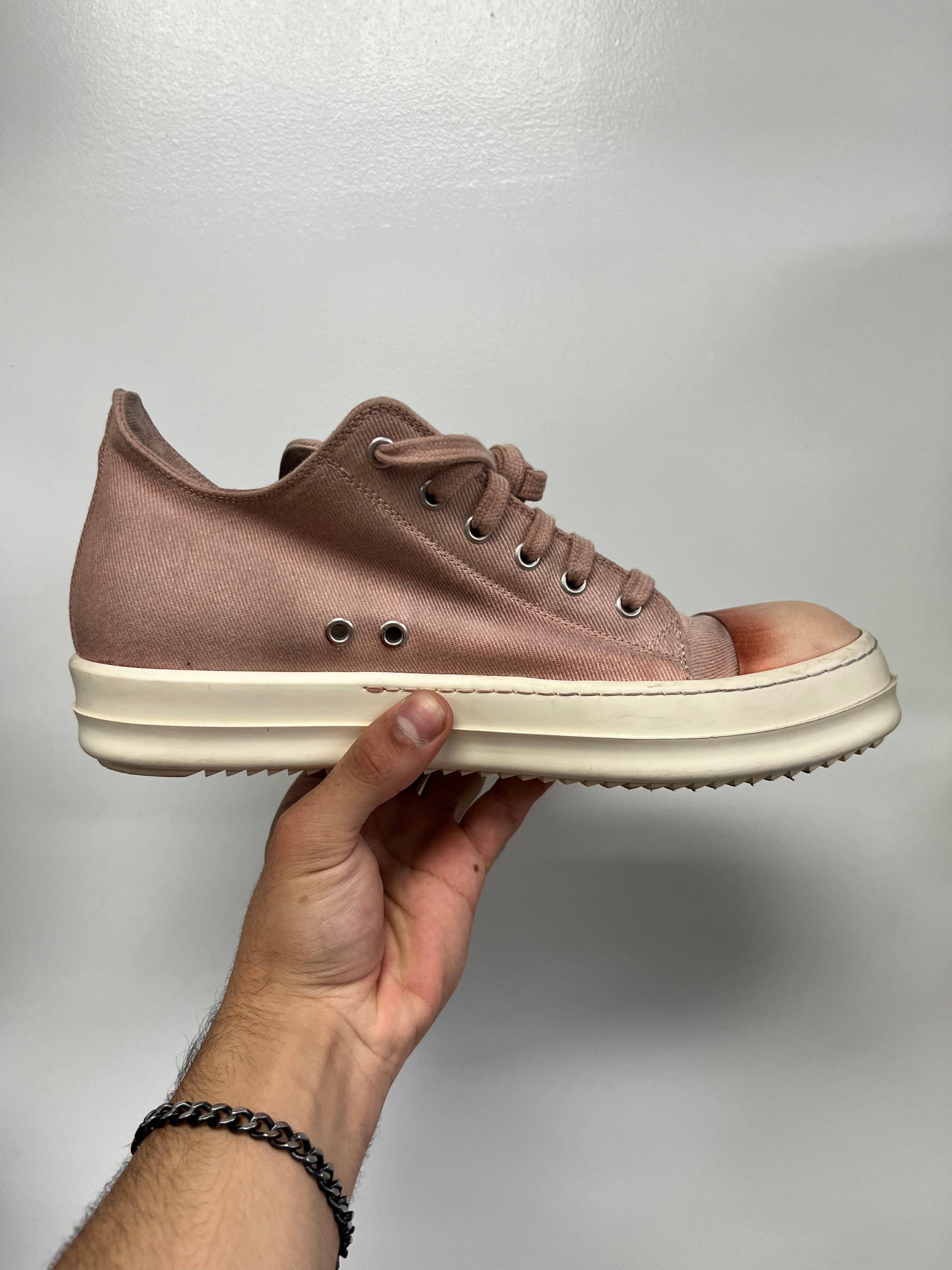 Rick Owens Low Top Faded Pink Sneakers