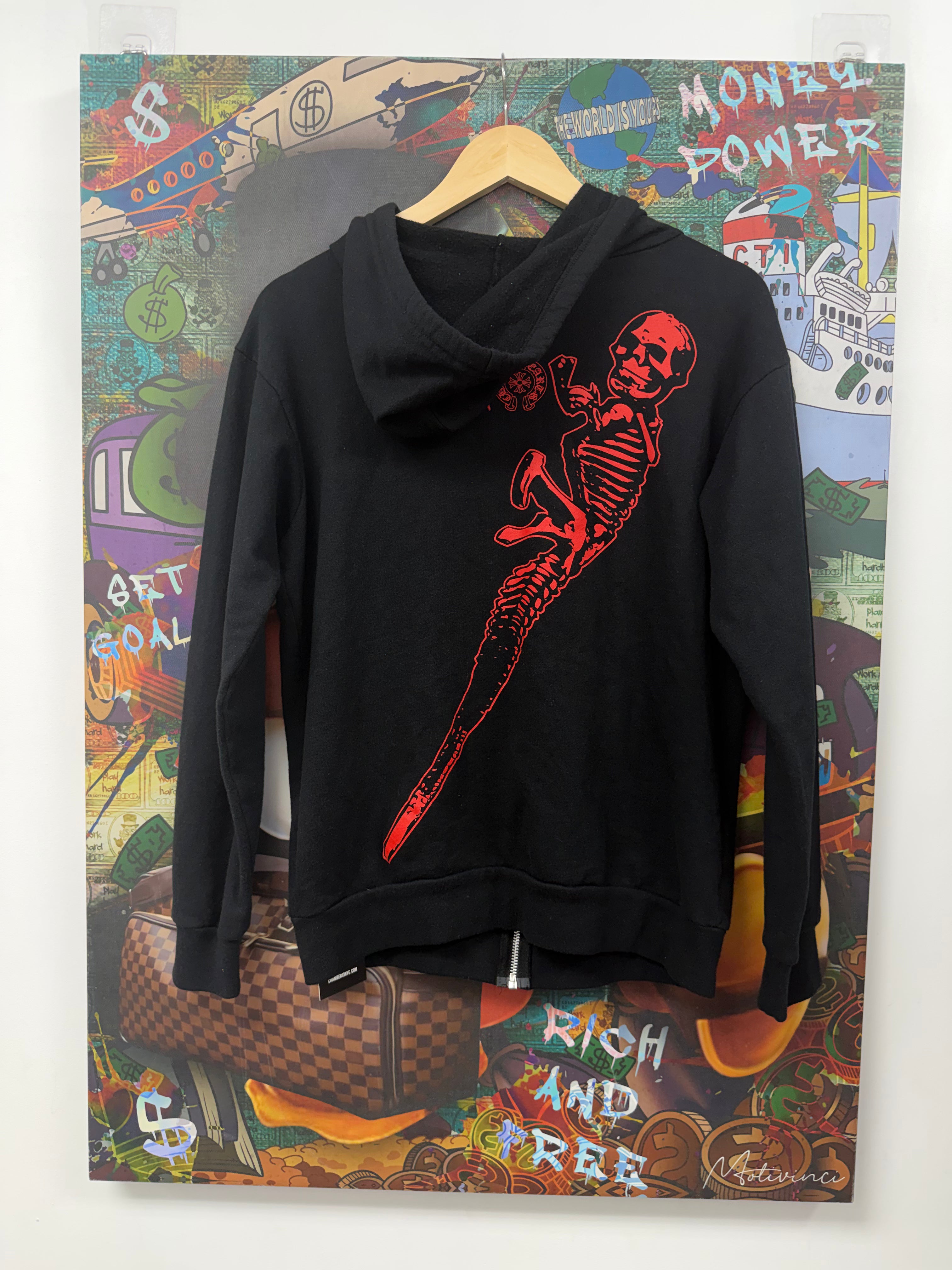 Chrome Hearts Black Red Foti Horseshoe Zip Up Hoodie