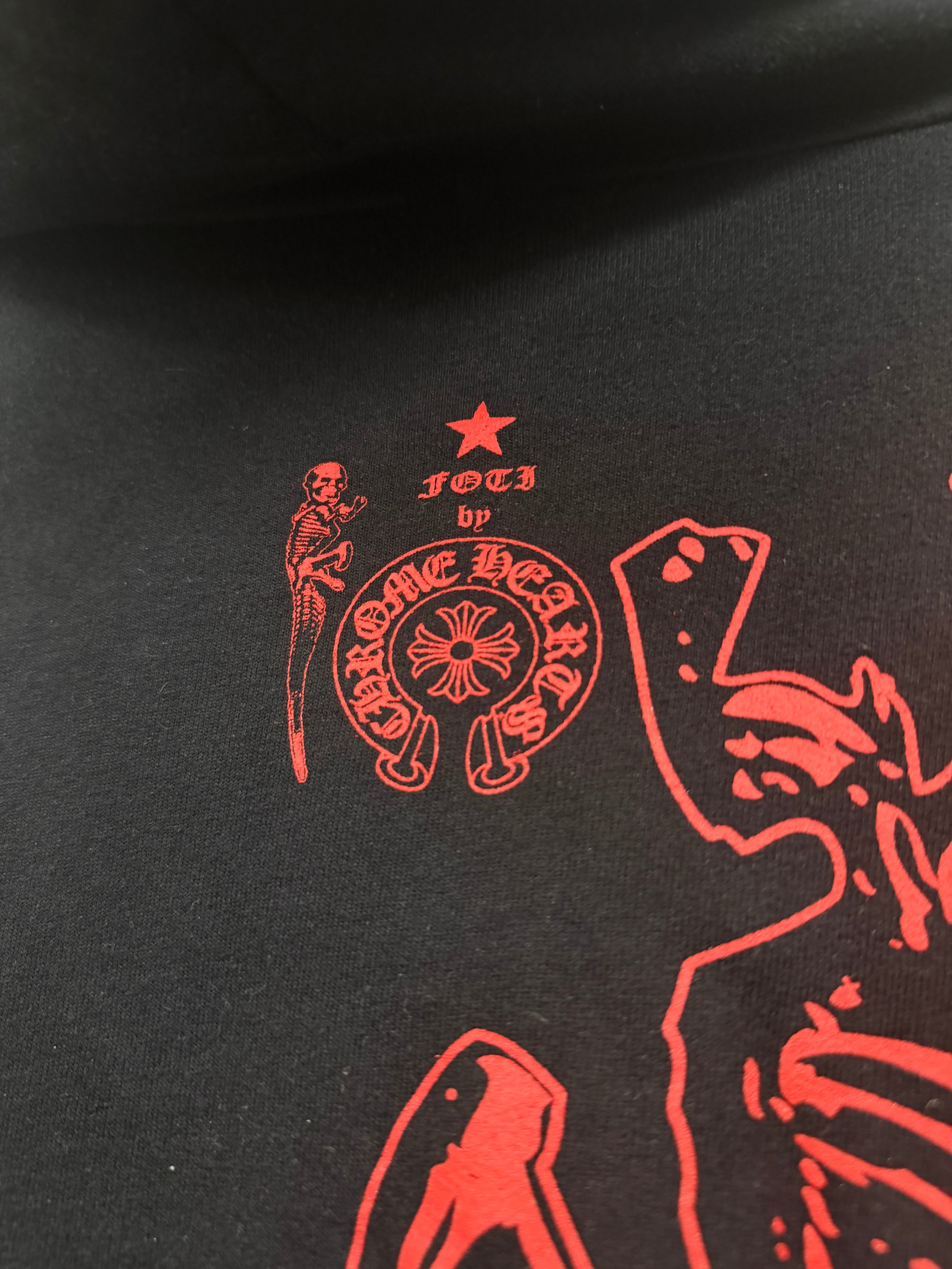 Chrome Hearts Black Red Foti Horseshoe Zip Up Hoodie