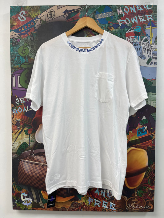 Chrome Hearts Neck Logo White Blue Tee
