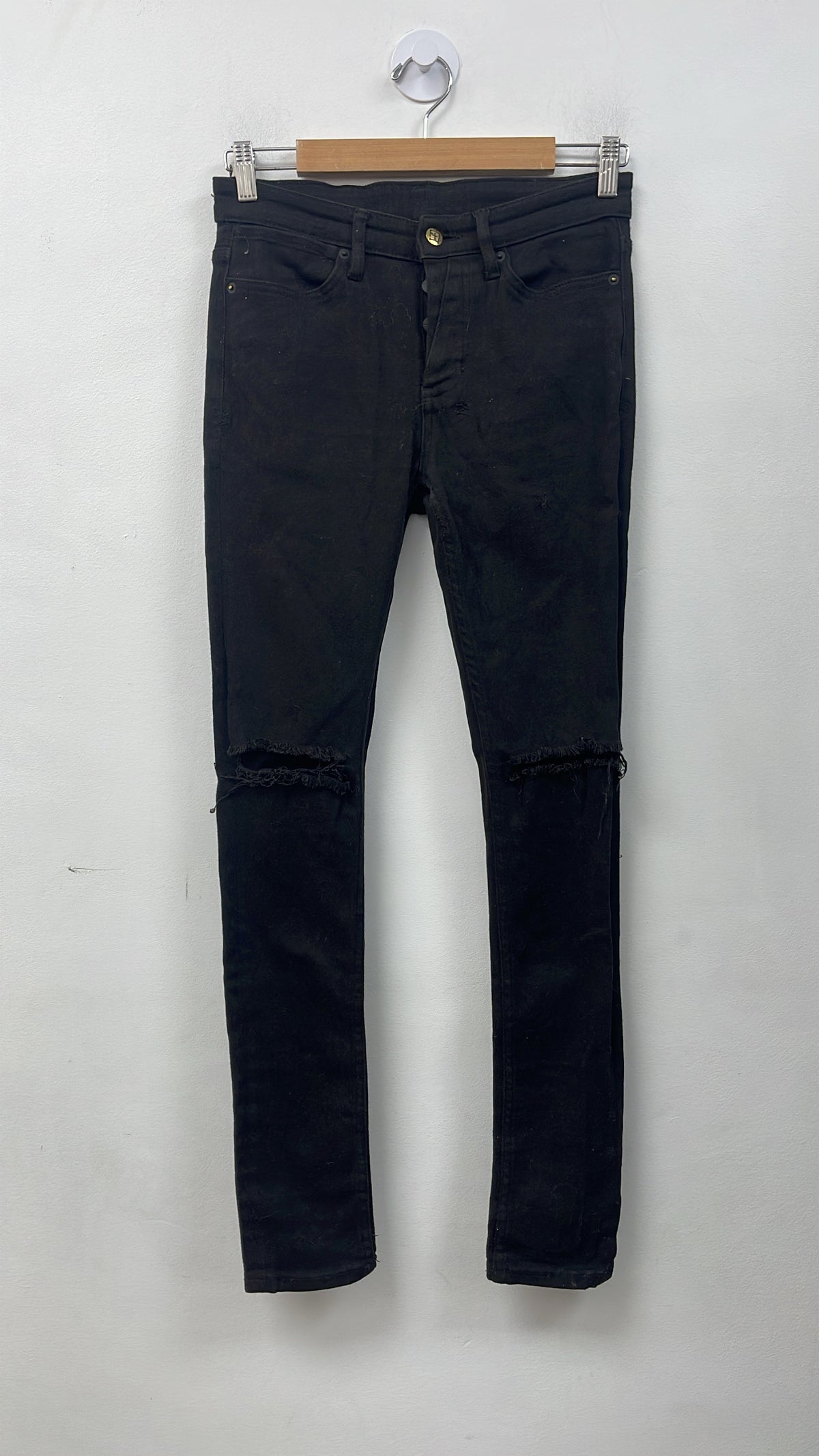 Ksubi Black Plain Knee Ripped Jeans