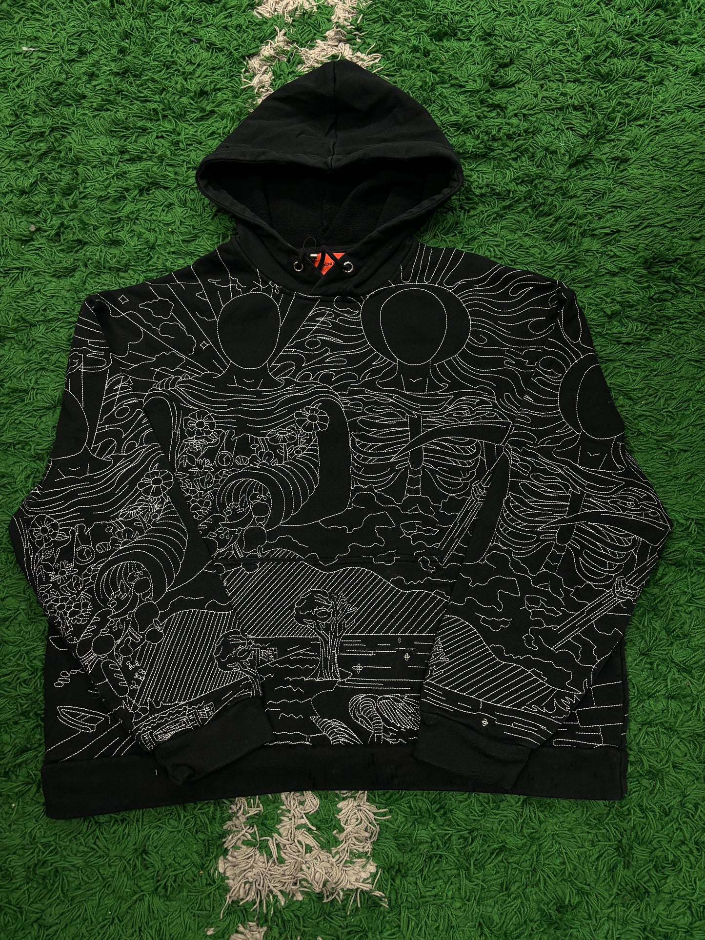 WDW Embroidered Duality Hoodie Black Tried On Medium