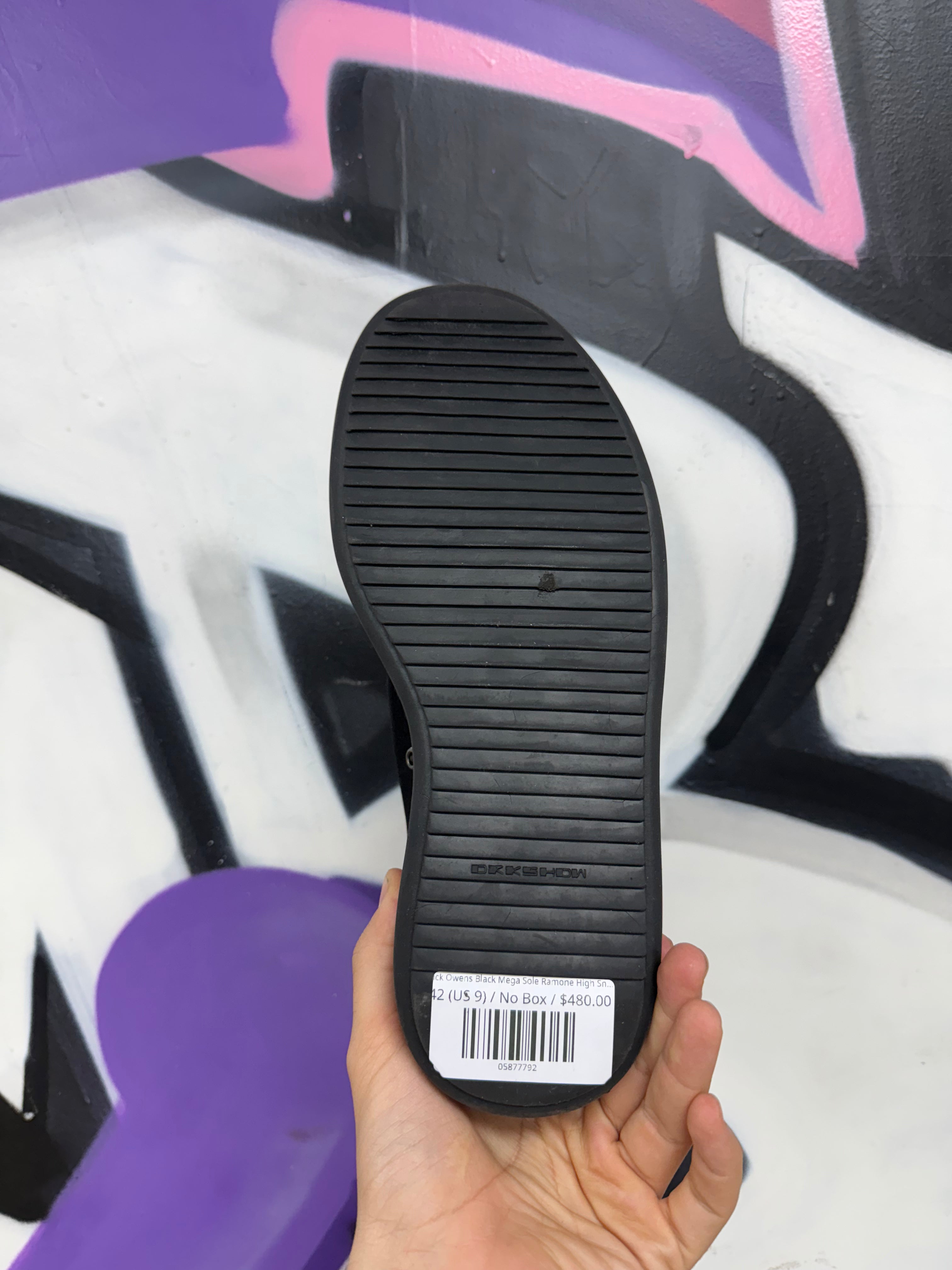 Rick Owens Black Mega Sole Ramone High Sneakers