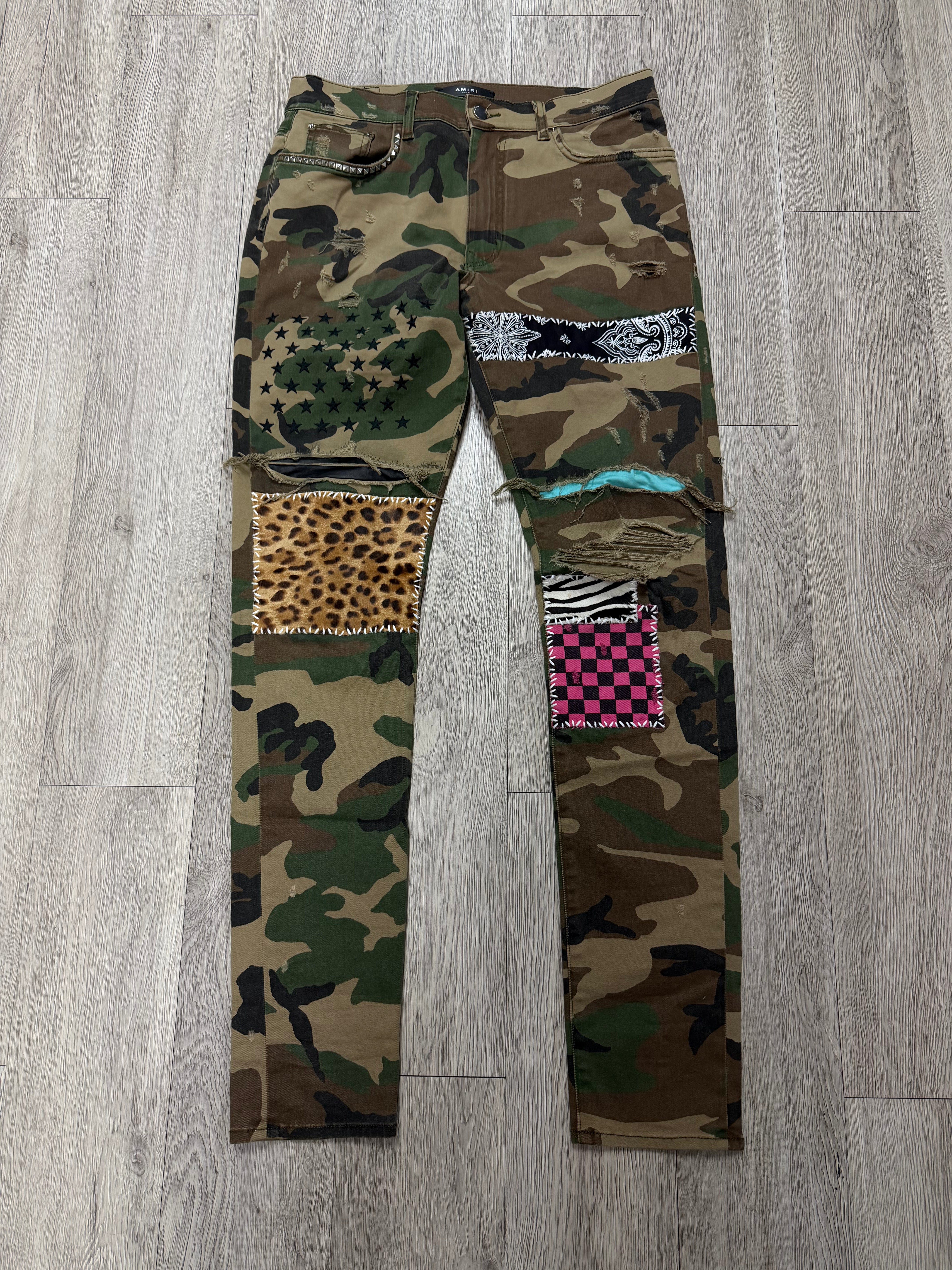 Amiri Camo Patchwork Multi Jeans