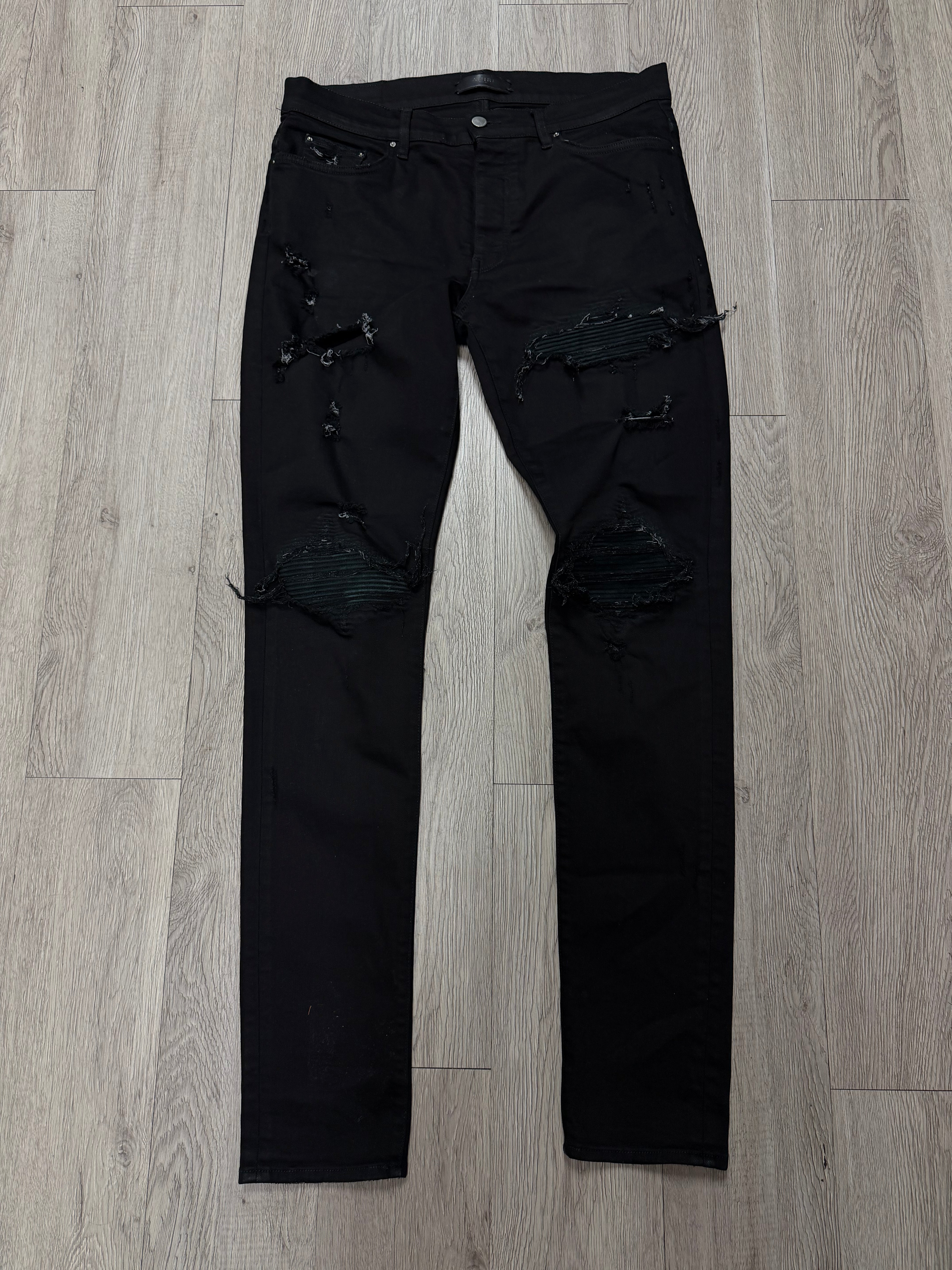Amiri MX1 Black Black Seude Patch Jeans