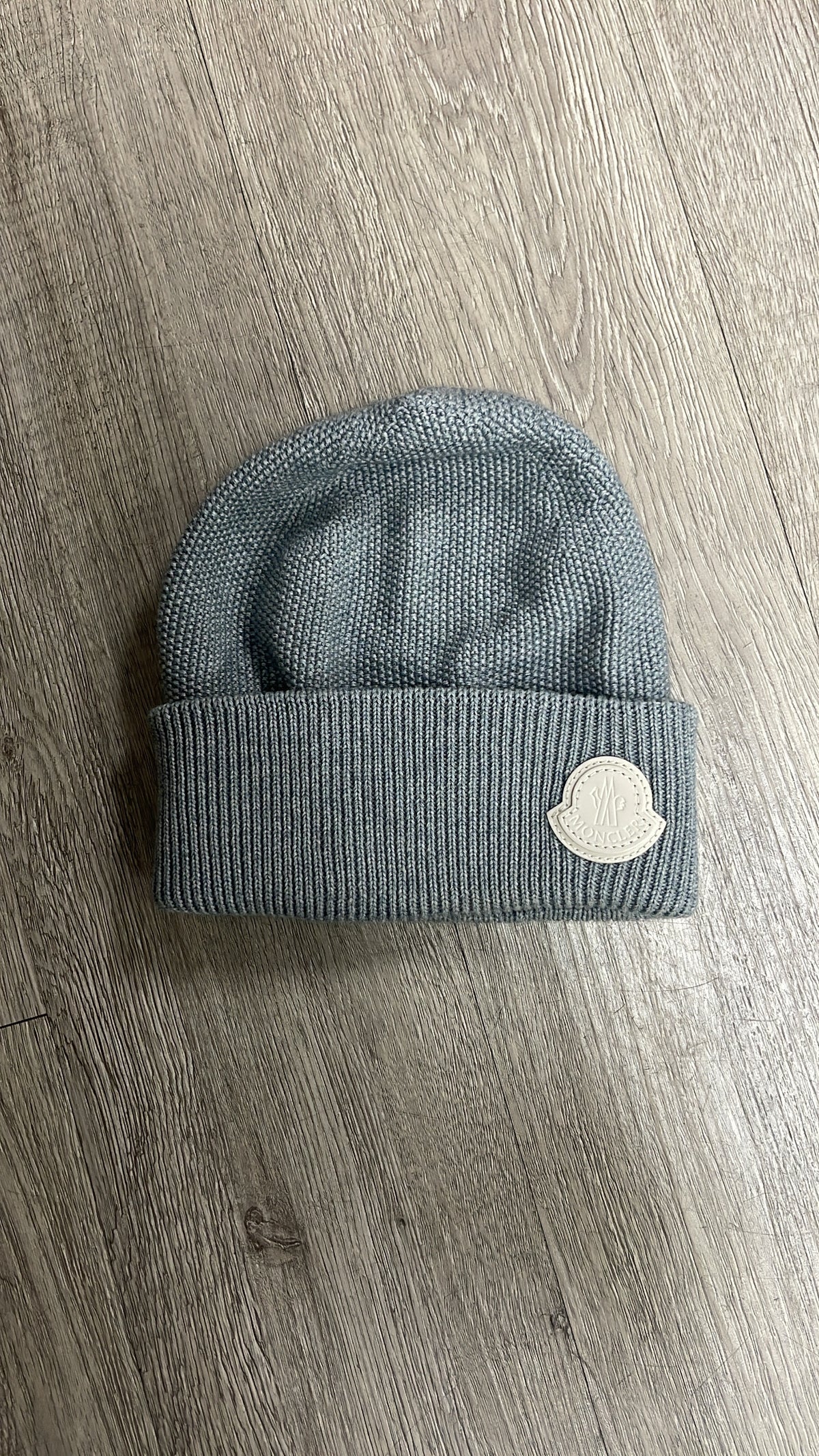 Moncler Grey White Logo Beanie