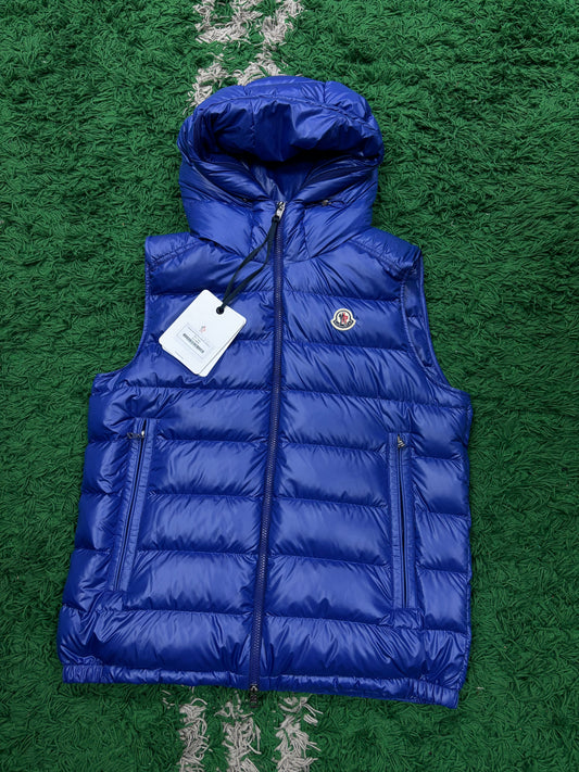 Moncler Vest Royal Blue Hooded New 3 (Medium) With Tags