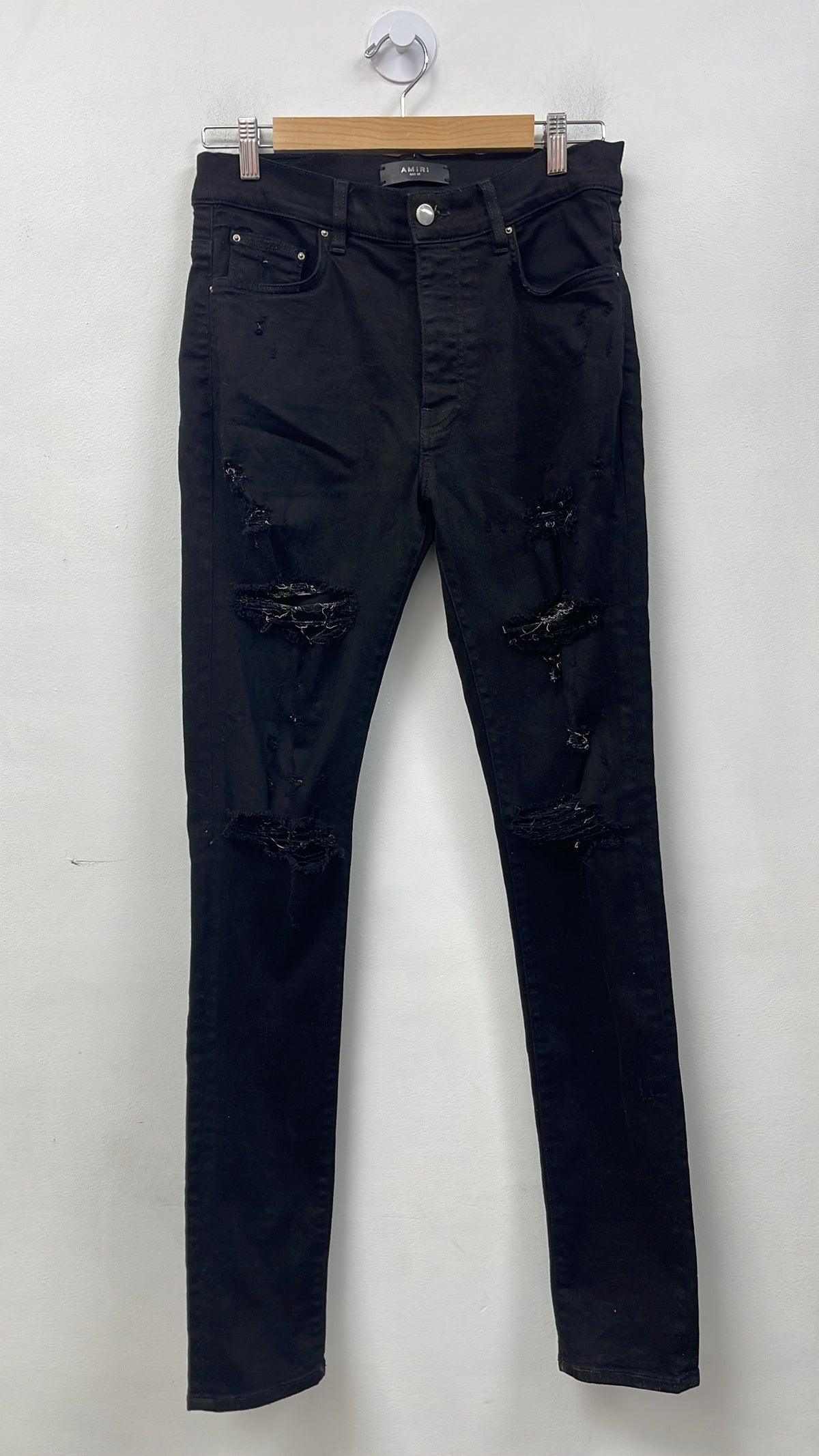 Amiri Black Ripped Thrasher Jeans