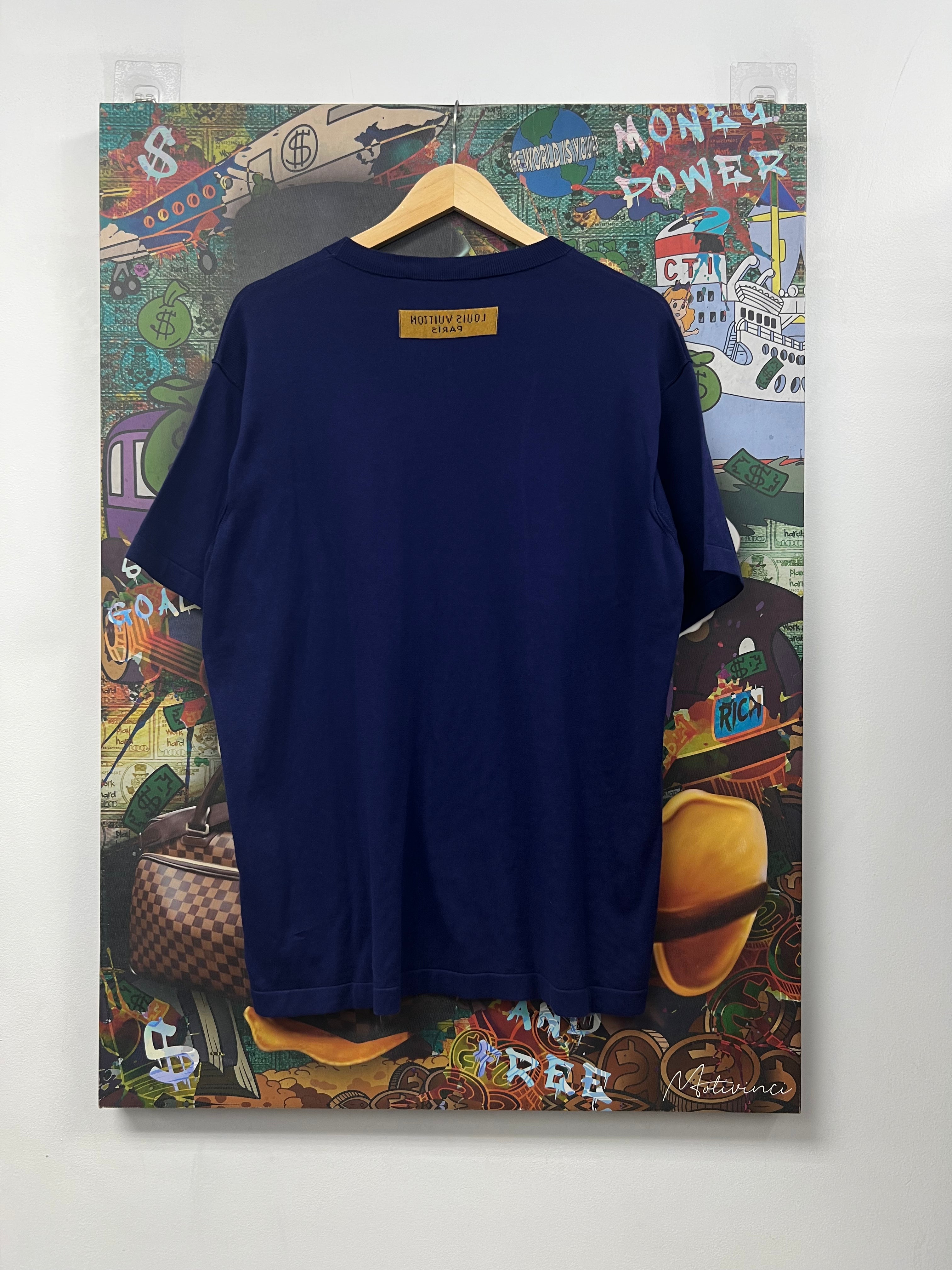 Louis Vuitton Navy White Knitted Logo Tee