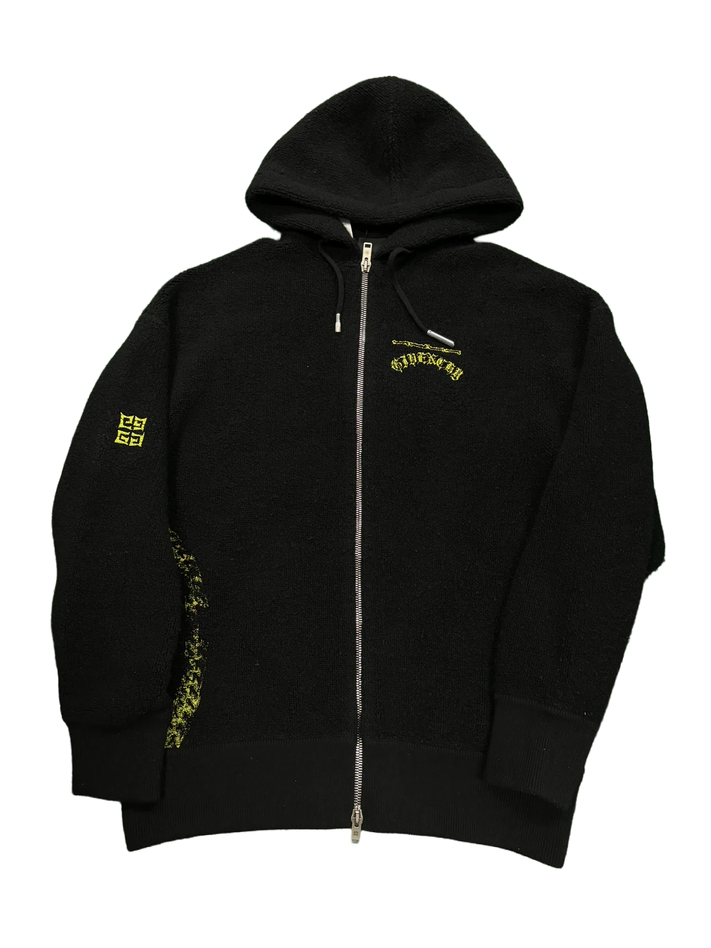 Givenchy Zip Up Fleece Black & Yellow Hoodie