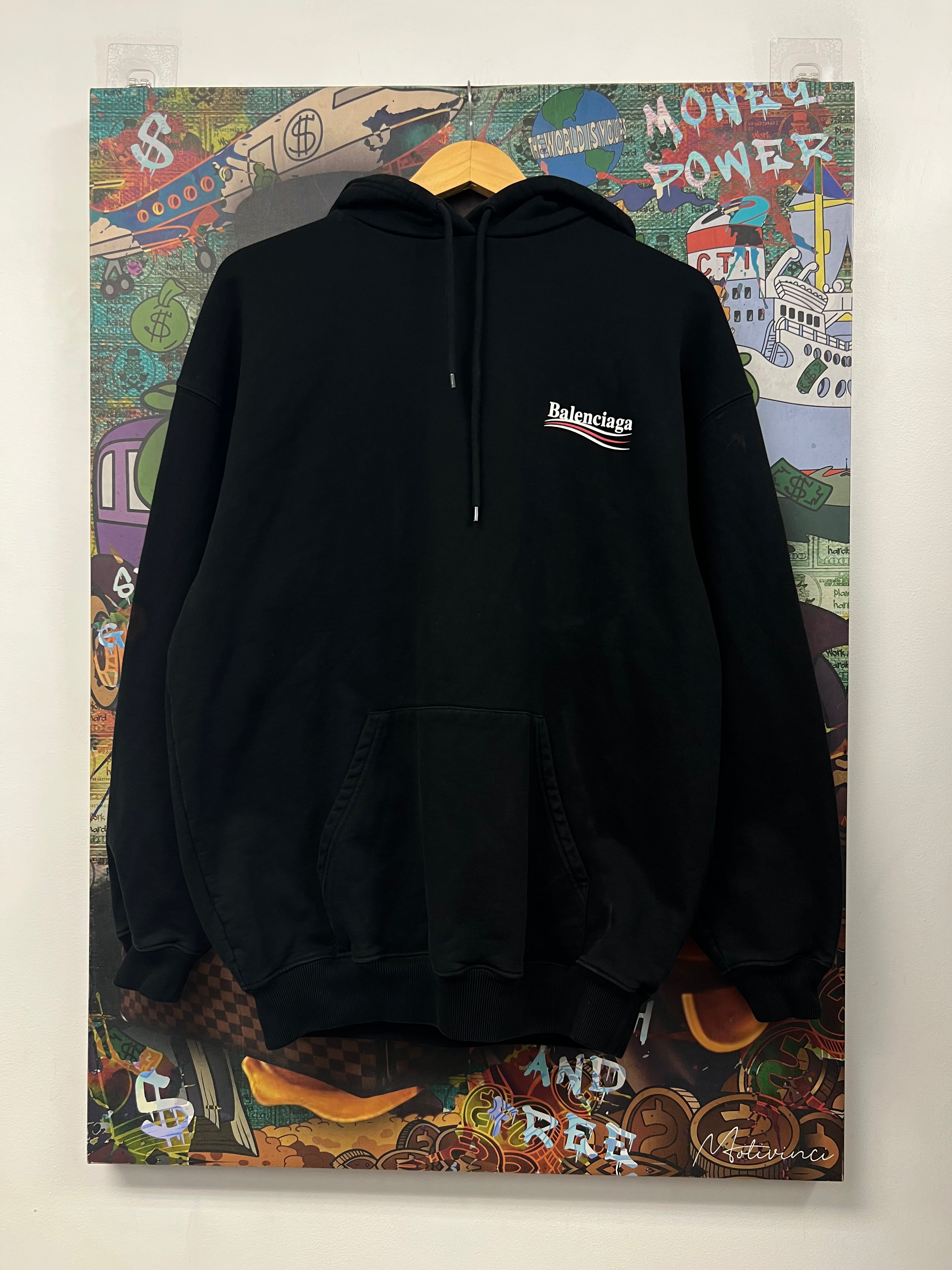 Balenciaga Black Campaign Logo (Bleach Stains) Hoodie