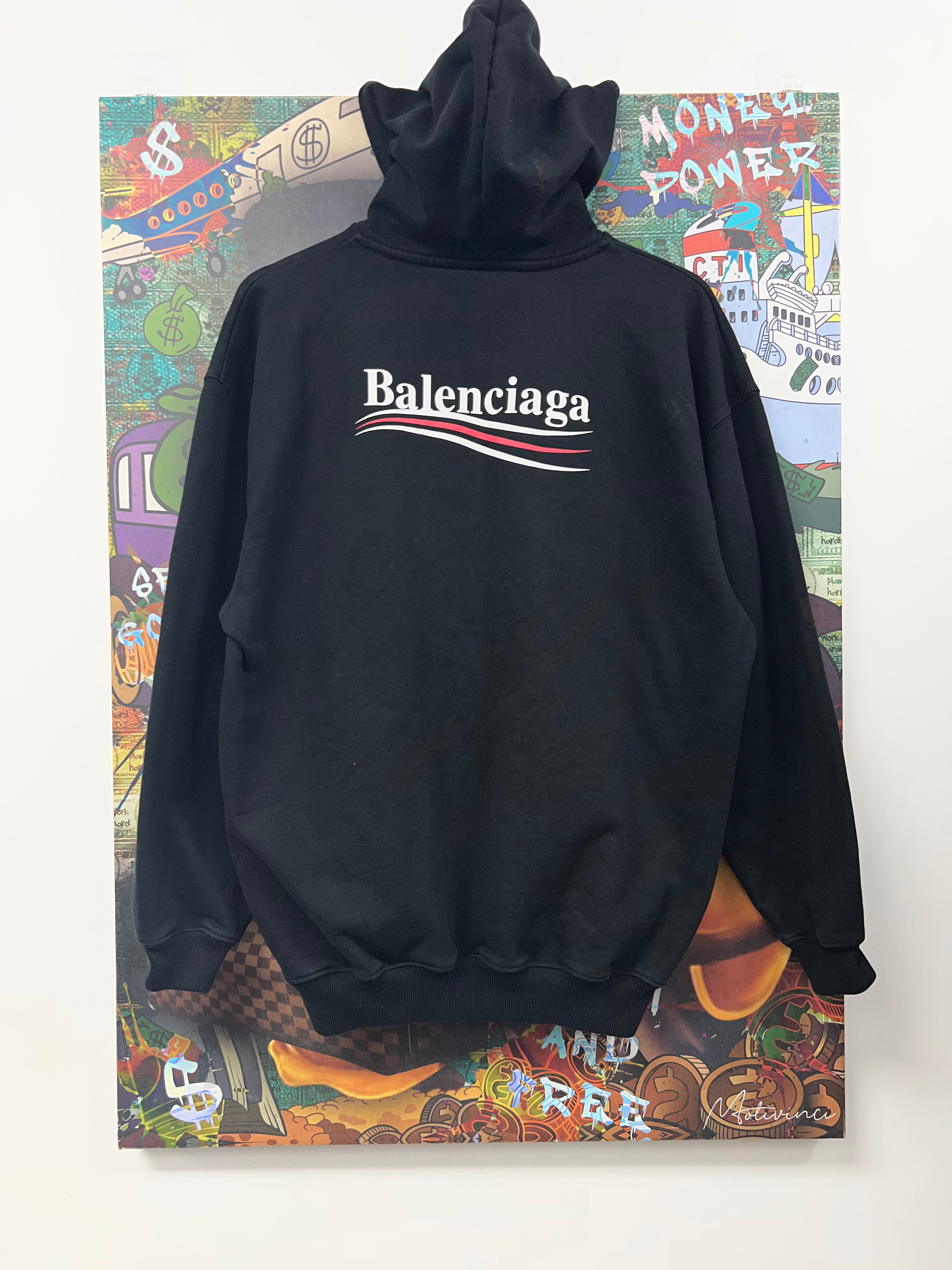Balenciaga Black Campaign Logo (Bleach Stains) Hoodie