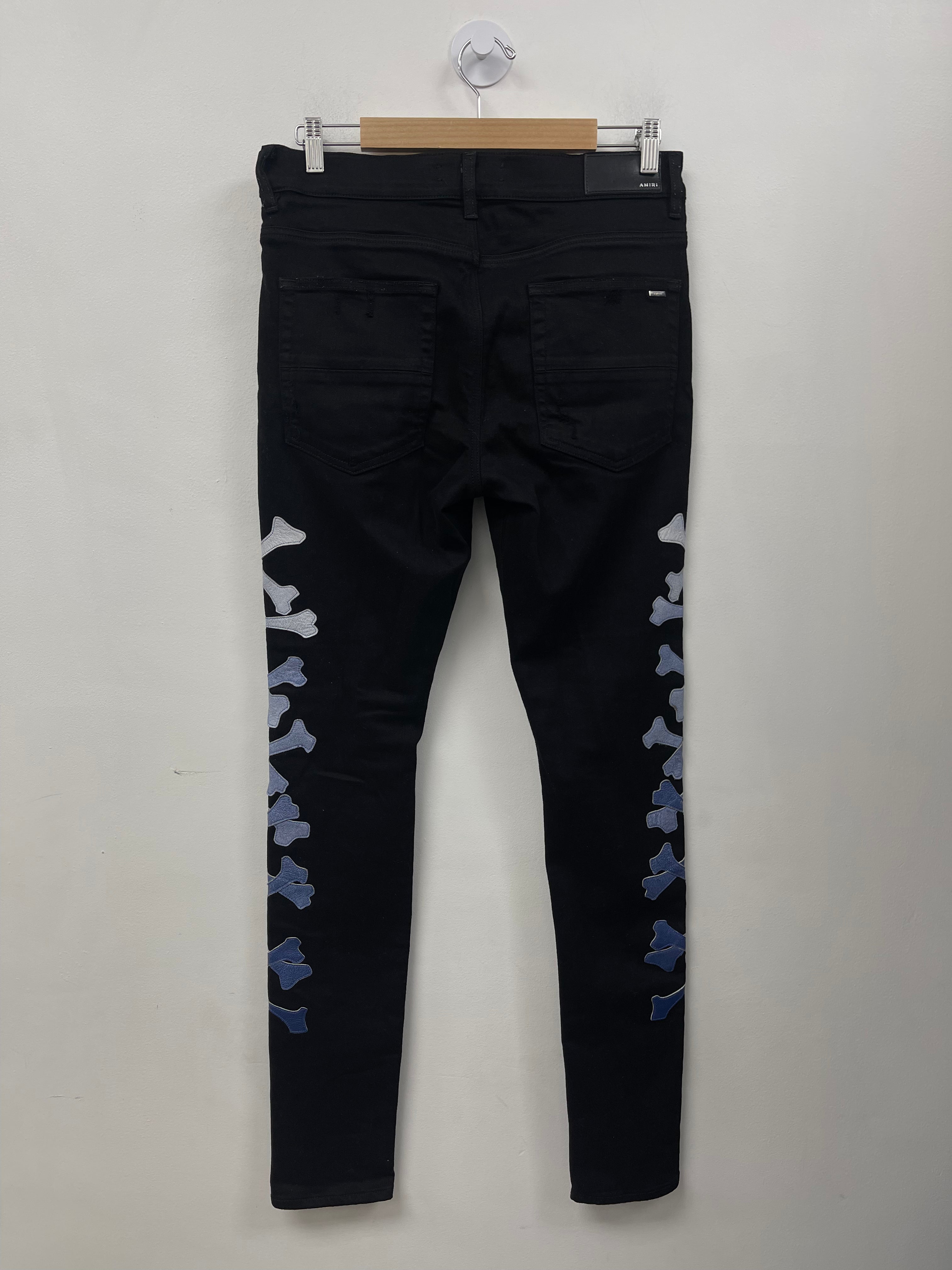 Amiri Black Blue Gradient Bones Jeans