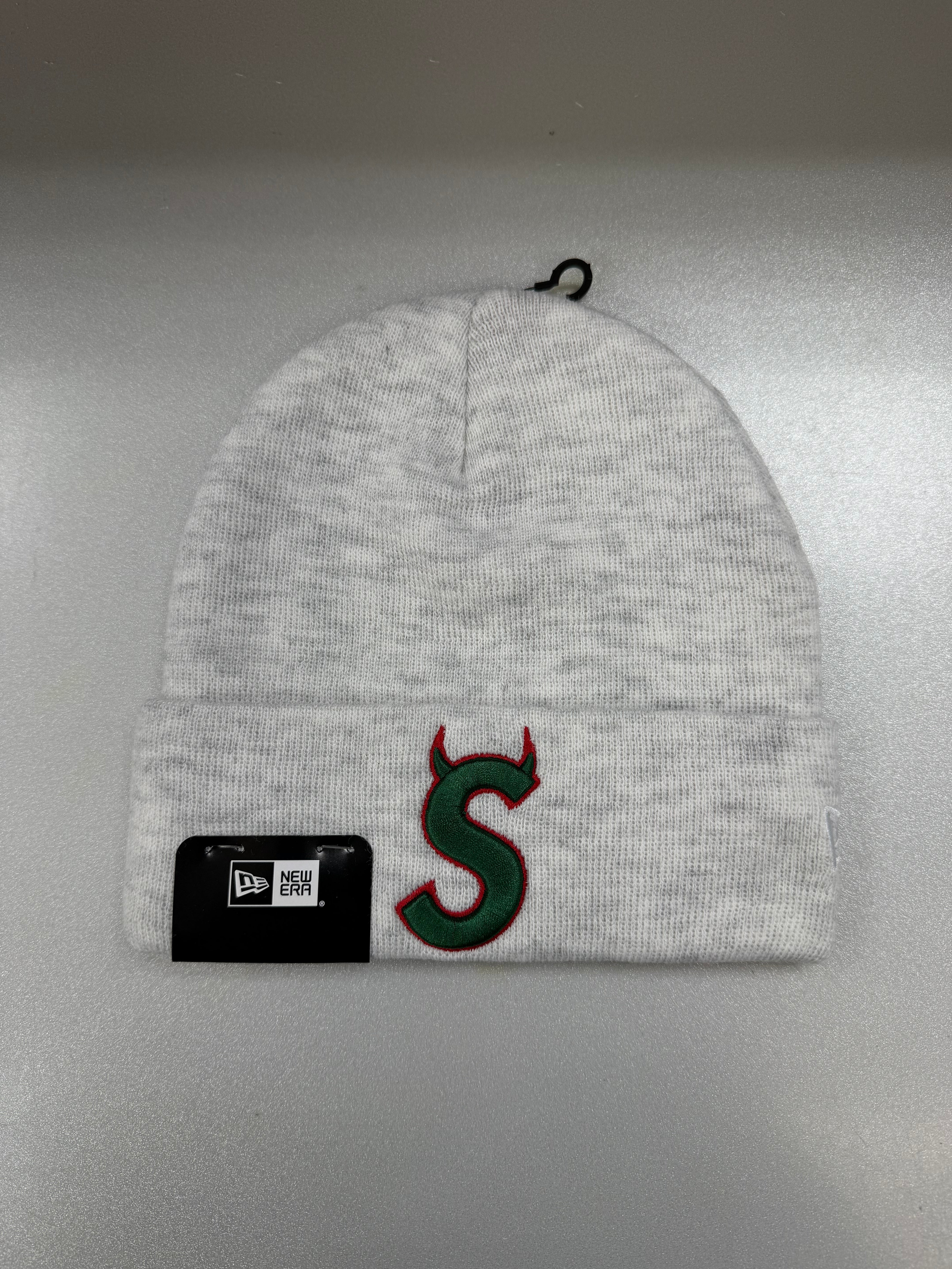Supreme Grey Green Red S Devil Logo Beanie