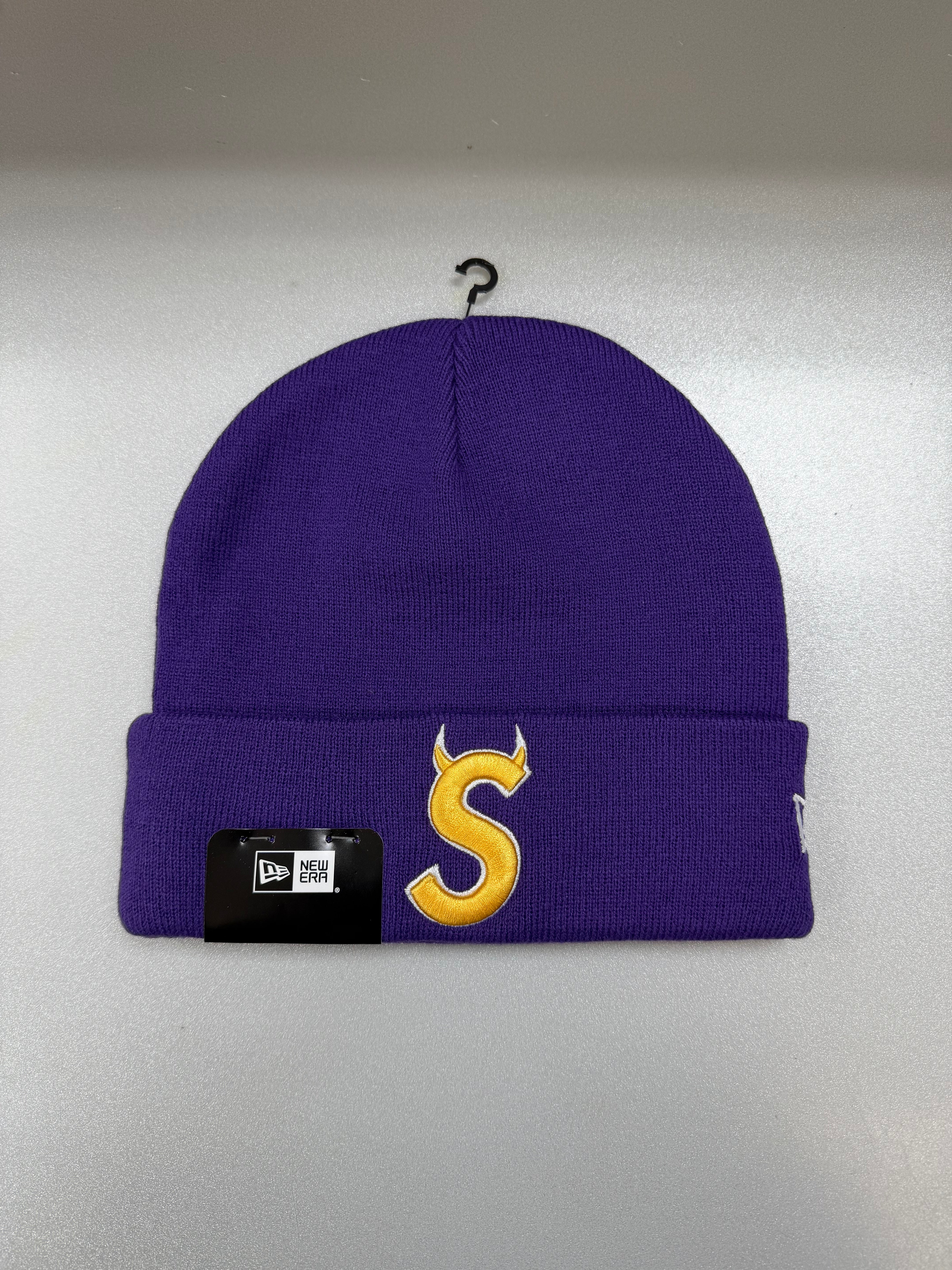 Supreme Purple Yellow S Devil Logo Beanie